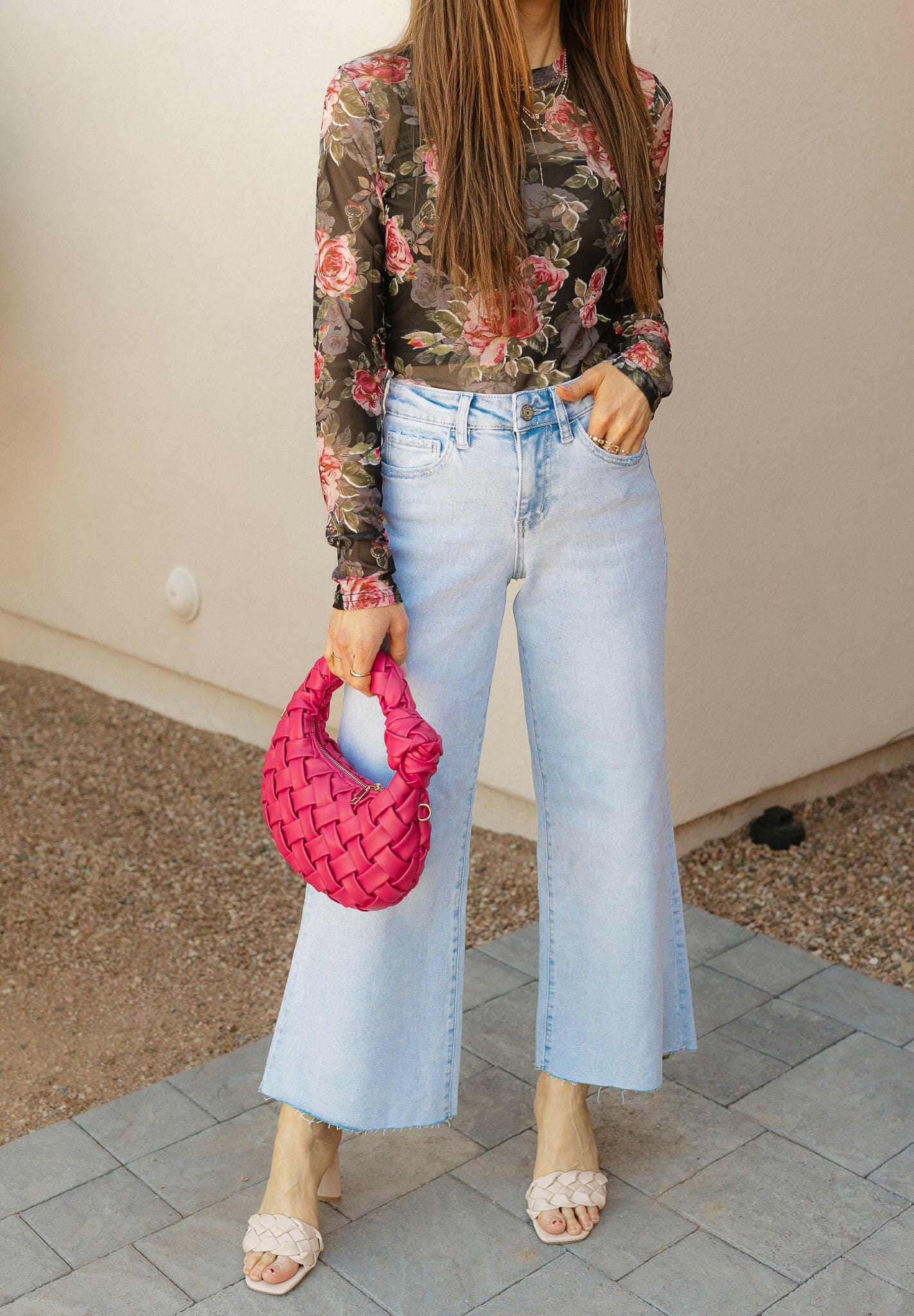 VERVET Sun-Kissed Crop High Rise Wide Leg Jeans-Denim-Krush Kandy, Women's Online Fashion Boutique Located in Phoenix, Arizona (Scottsdale Area)