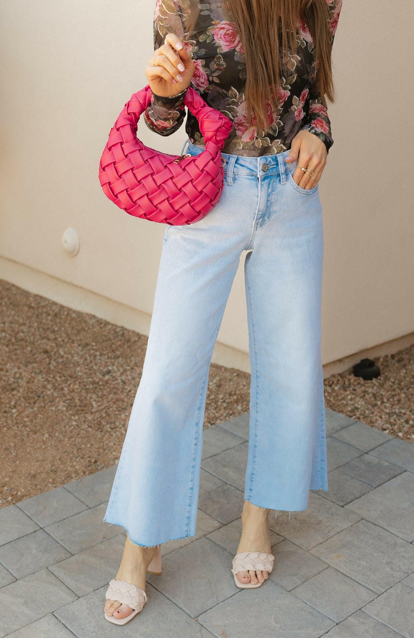 VERVET Sun-Kissed Crop High Rise Wide Leg Jeans-Denim-Krush Kandy, Women's Online Fashion Boutique Located in Phoenix, Arizona (Scottsdale Area)