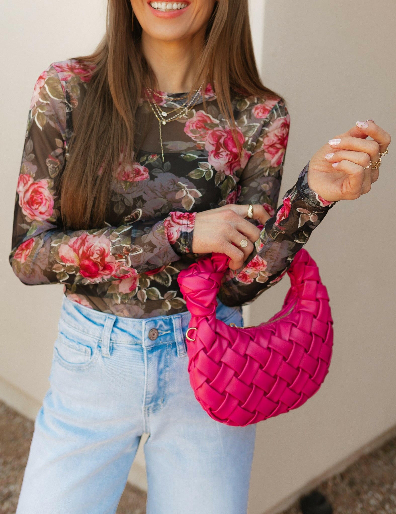 Blush Bloom Mesh Long Sleeve Top-Long Sleeve Tops-Krush Kandy, Women's Online Fashion Boutique Located in Phoenix, Arizona (Scottsdale Area)