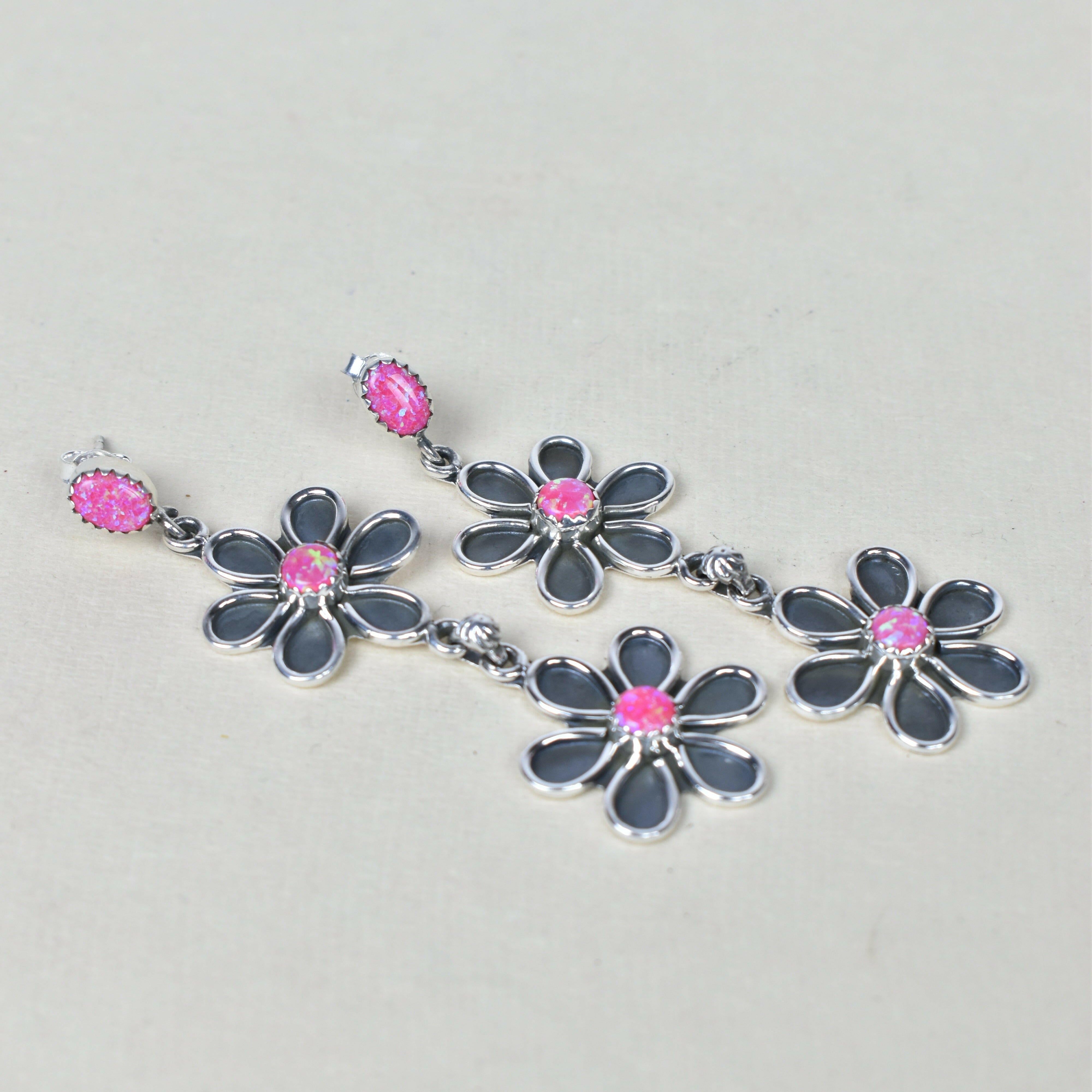 Double Daisy Dangle Earrings-Drop Earrings-Krush Kandy, Women's Online Fashion Boutique Located in Phoenix, Arizona (Scottsdale Area)