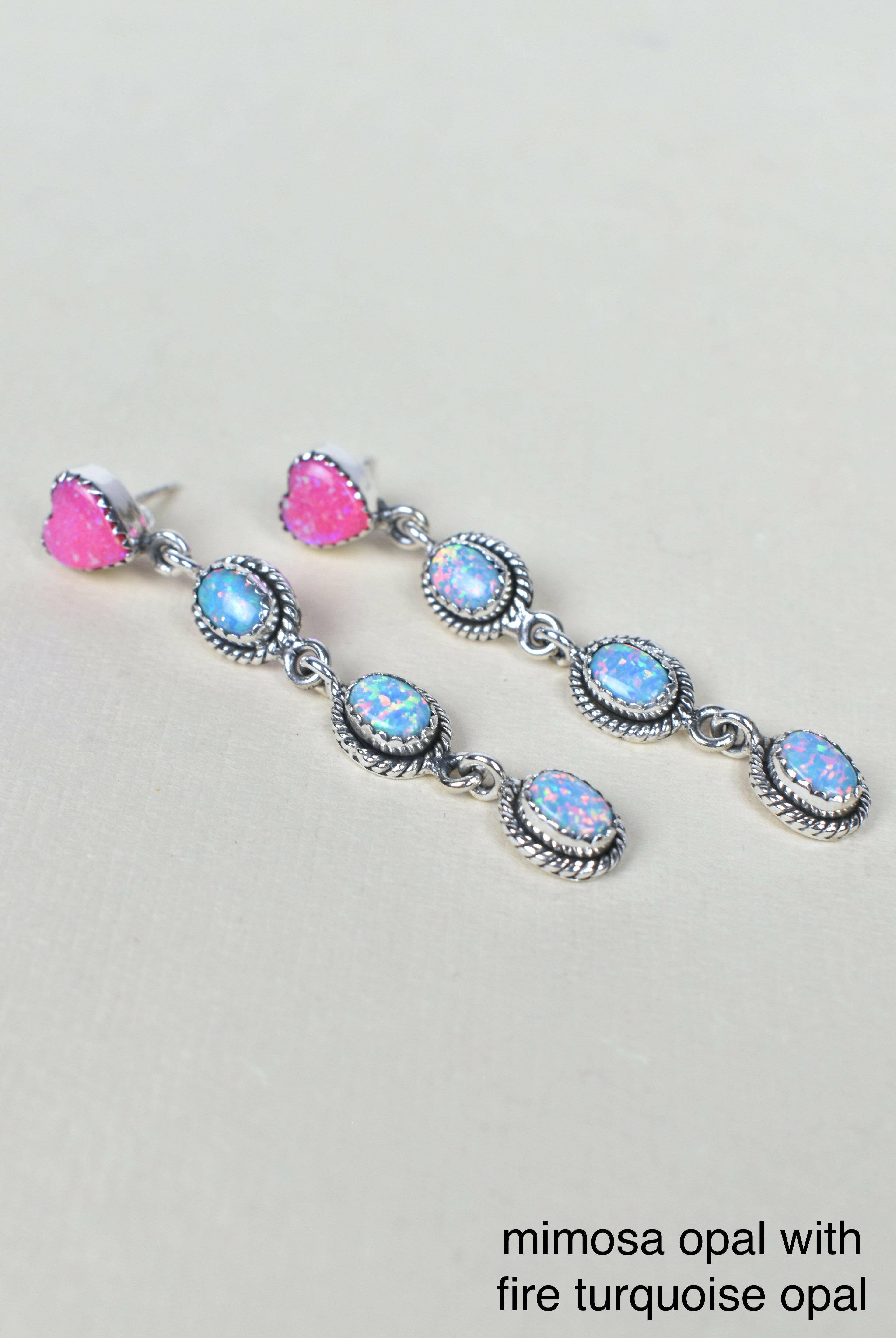 Heart And Stone Dangle Earrings-Drop Earrings-Krush Kandy, Women's Online Fashion Boutique Located in Phoenix, Arizona (Scottsdale Area)