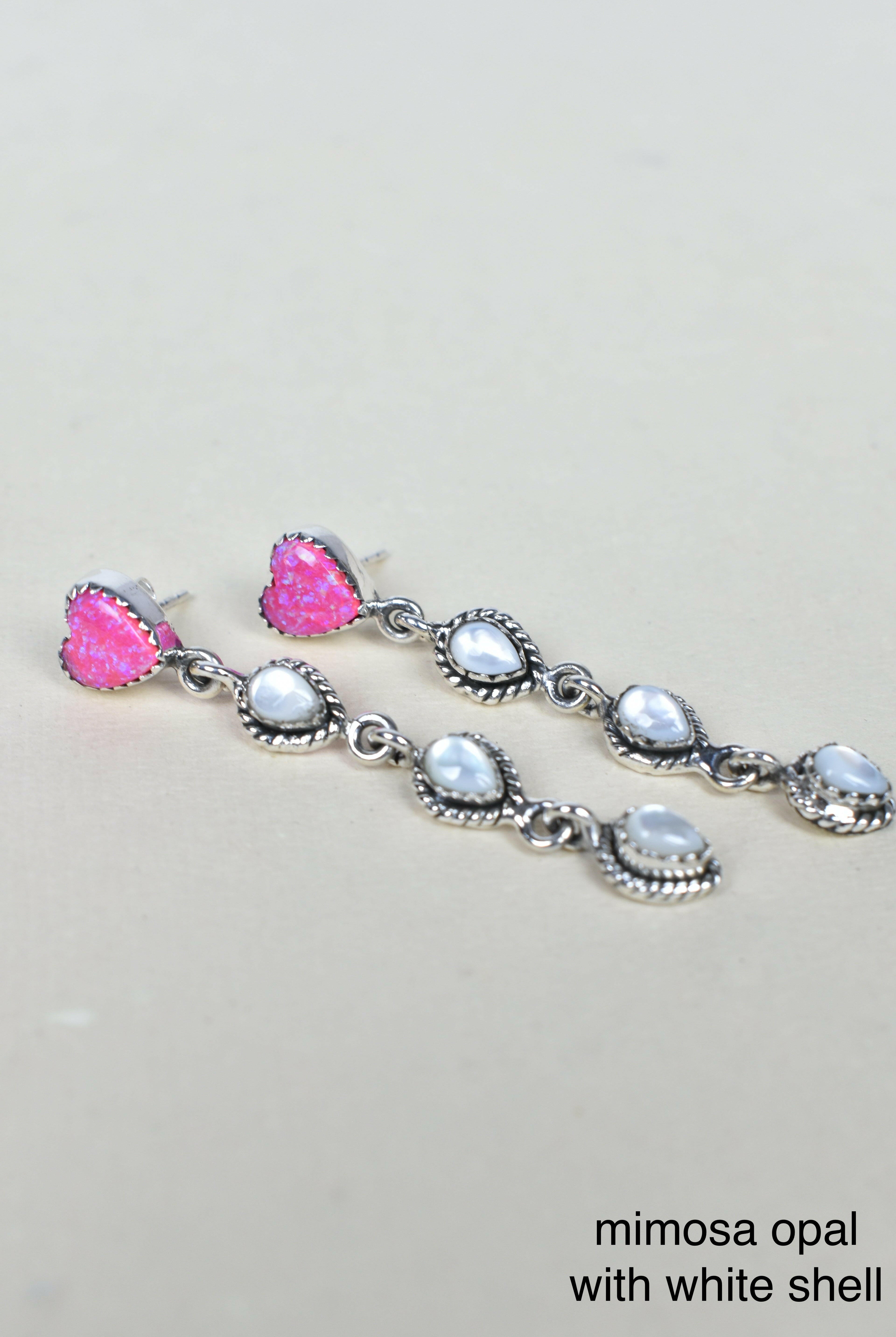 Heart And Stone Dangle Earrings-Drop Earrings-Krush Kandy, Women's Online Fashion Boutique Located in Phoenix, Arizona (Scottsdale Area)