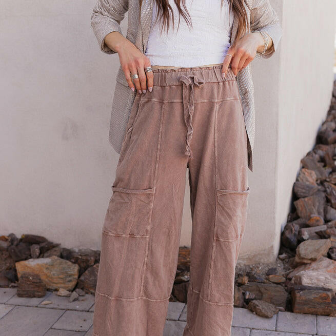 Seaside Breeze Mineral Wash Wide Leg Cropped Pants-Bottoms-Krush Kandy, Women's Online Fashion Boutique Located in Phoenix, Arizona (Scottsdale Area)