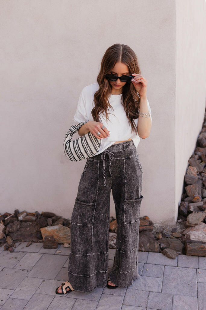 Seaside Breeze Mineral Wash Wide Leg Cropped Pants-Bottoms-Krush Kandy, Women's Online Fashion Boutique Located in Phoenix, Arizona (Scottsdale Area)