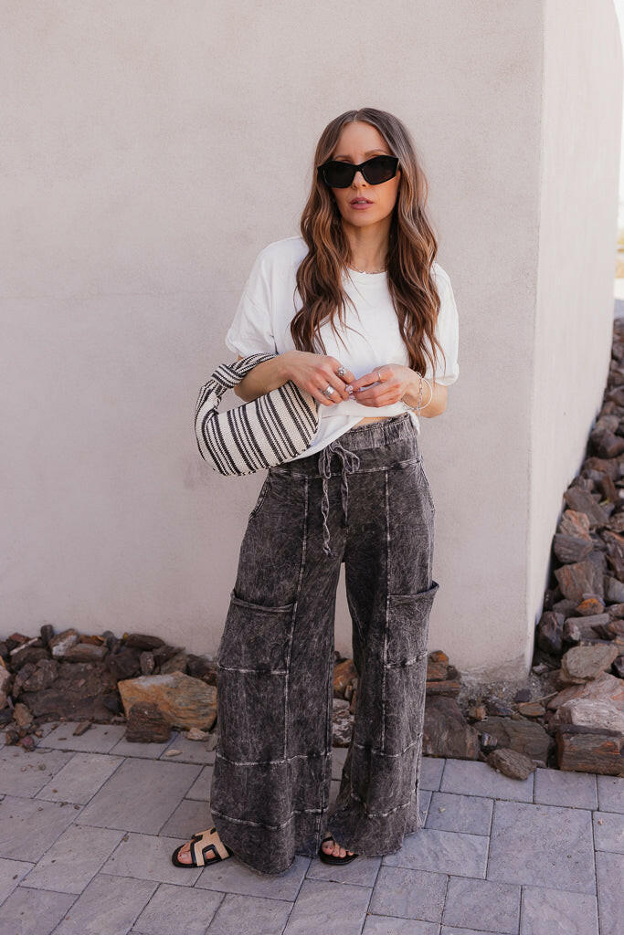 Seaside Breeze Mineral Wash Wide Leg Cropped Pants-Bottoms-Krush Kandy, Women's Online Fashion Boutique Located in Phoenix, Arizona (Scottsdale Area)