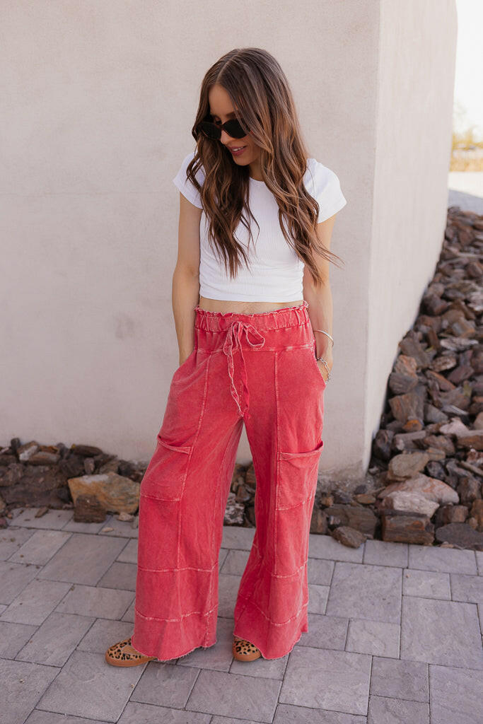 Seaside Breeze Mineral Wash Wide Leg Cropped Pants-Bottoms-Krush Kandy, Women's Online Fashion Boutique Located in Phoenix, Arizona (Scottsdale Area)
