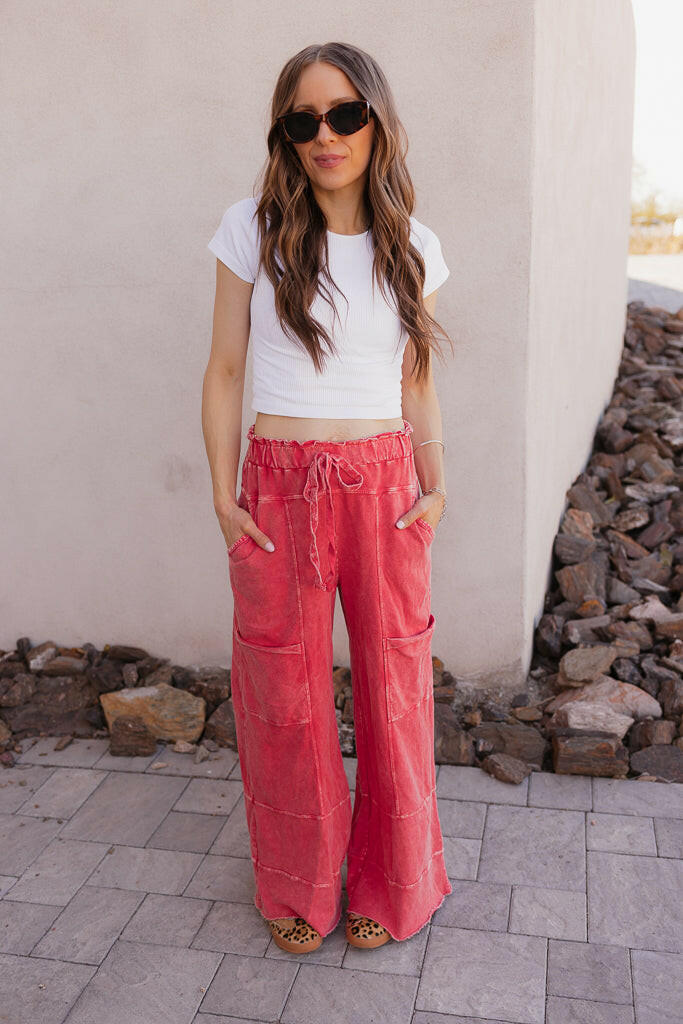 Seaside Breeze Mineral Wash Wide Leg Cropped Pants-Bottoms-Krush Kandy, Women's Online Fashion Boutique Located in Phoenix, Arizona (Scottsdale Area)