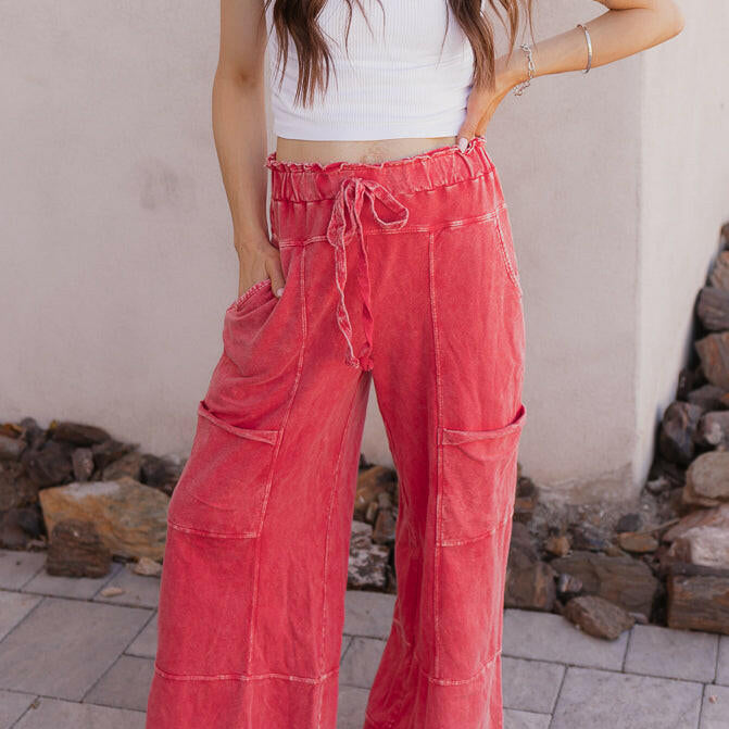 Seaside Breeze Mineral Wash Wide Leg Cropped Pants-Bottoms-Krush Kandy, Women's Online Fashion Boutique Located in Phoenix, Arizona (Scottsdale Area)