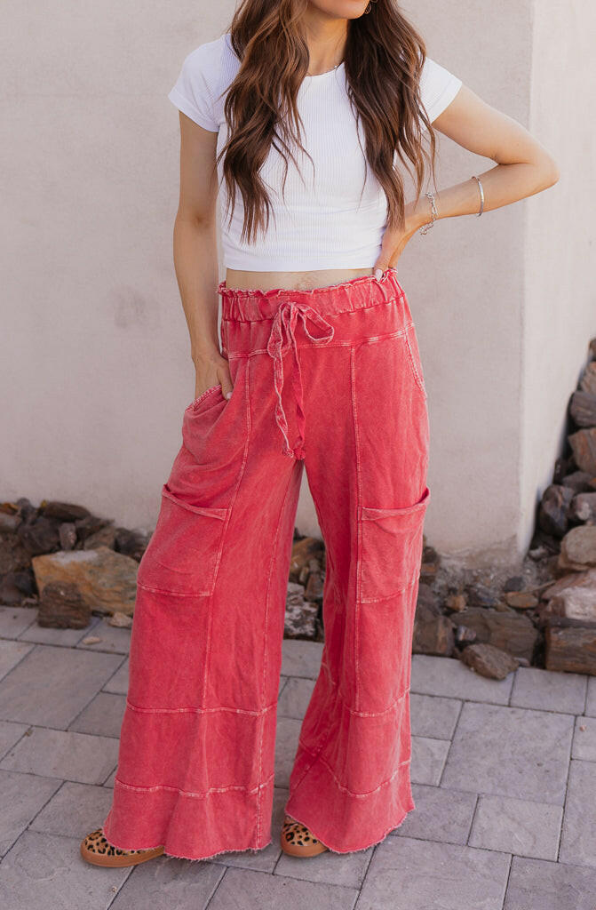 Seaside Breeze Mineral Wash Wide Leg Cropped Pants-Bottoms-Krush Kandy, Women's Online Fashion Boutique Located in Phoenix, Arizona (Scottsdale Area)