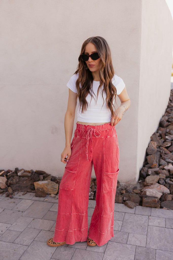 Seaside Breeze Mineral Wash Wide Leg Cropped Pants-Bottoms-Krush Kandy, Women's Online Fashion Boutique Located in Phoenix, Arizona (Scottsdale Area)