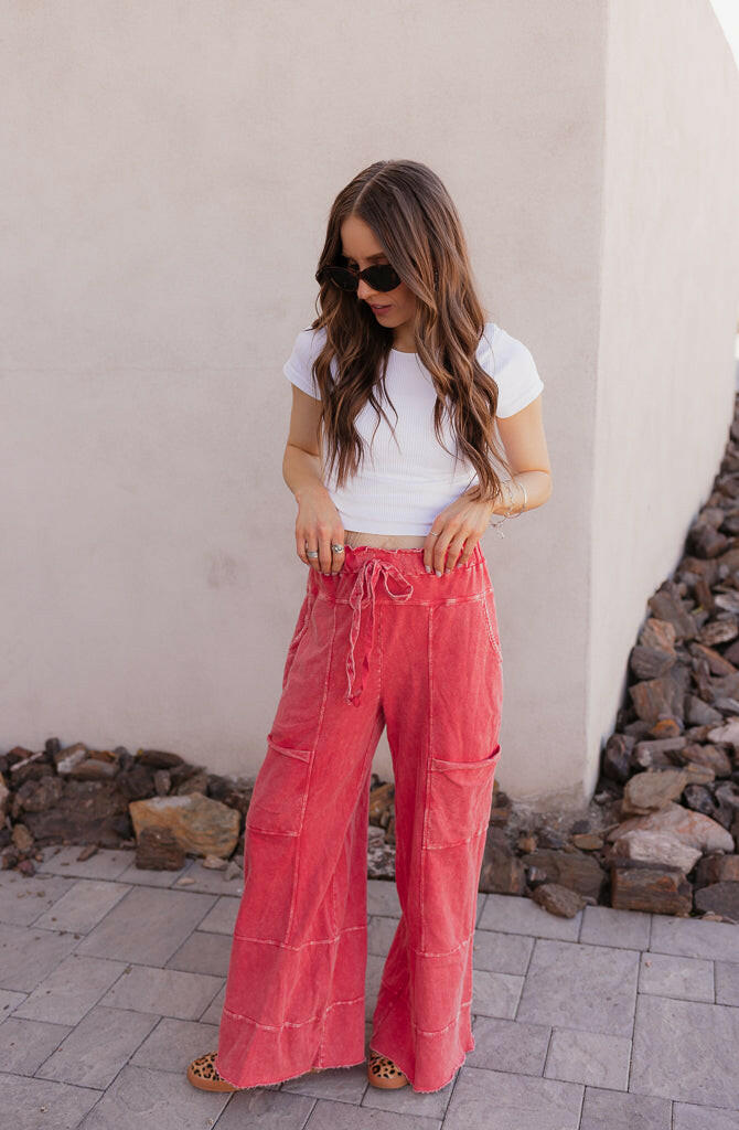 Seaside Breeze Mineral Wash Wide Leg Cropped Pants-Bottoms-Krush Kandy, Women's Online Fashion Boutique Located in Phoenix, Arizona (Scottsdale Area)