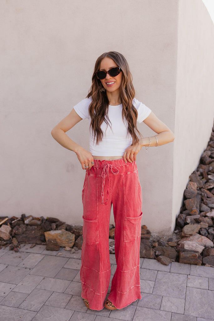 Seaside Breeze Mineral Wash Wide Leg Cropped Pants-Bottoms-Krush Kandy, Women's Online Fashion Boutique Located in Phoenix, Arizona (Scottsdale Area)