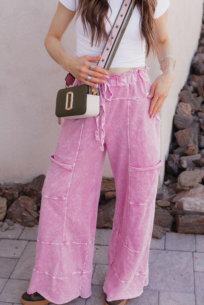 Seaside Breeze Mineral Wash Wide Leg Cropped Pants-Bottoms-Krush Kandy, Women's Online Fashion Boutique Located in Phoenix, Arizona (Scottsdale Area)