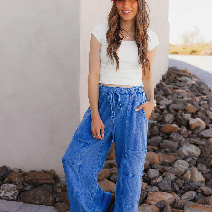 Seaside Breeze Mineral Wash Wide Leg Cropped Pants-Bottoms-Krush Kandy, Women's Online Fashion Boutique Located in Phoenix, Arizona (Scottsdale Area)