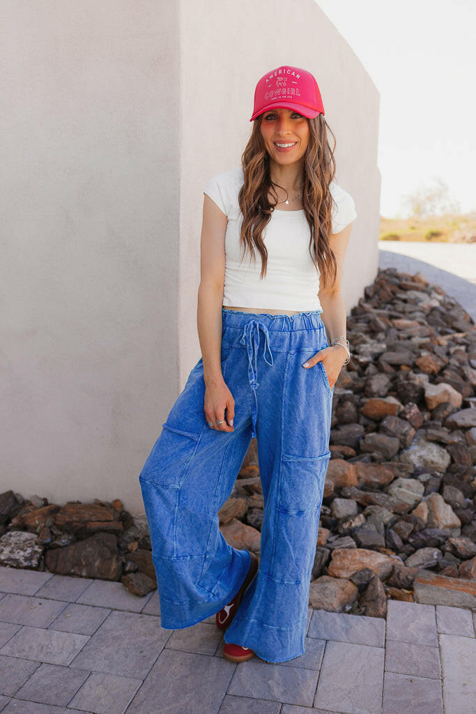 Seaside Breeze Mineral Wash Wide Leg Cropped Pants-Bottoms-Krush Kandy, Women's Online Fashion Boutique Located in Phoenix, Arizona (Scottsdale Area)