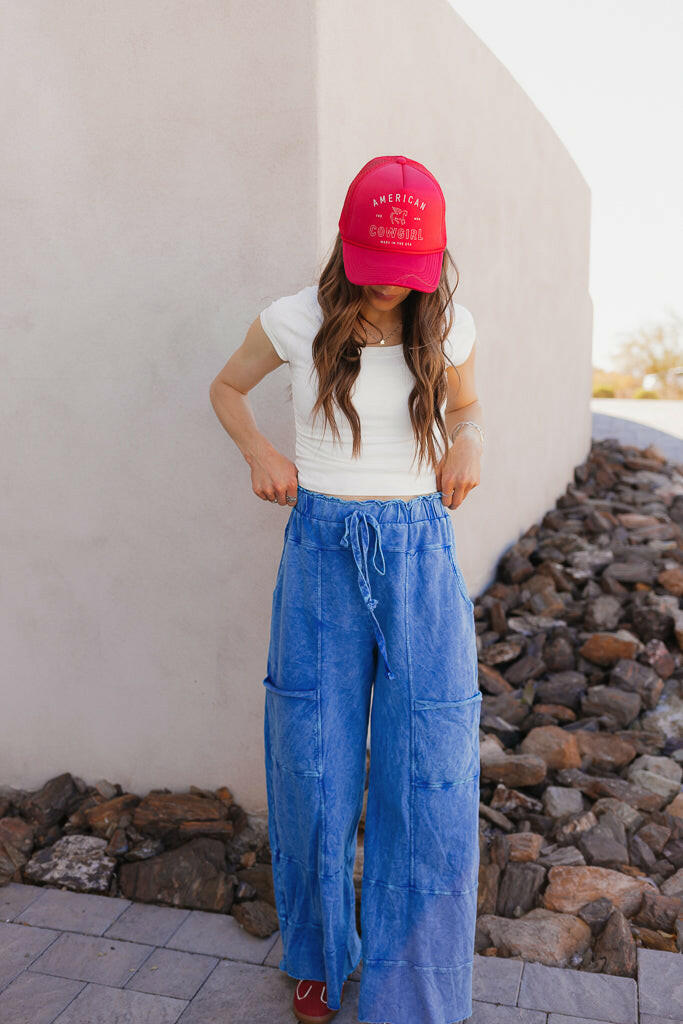 Seaside Breeze Mineral Wash Wide Leg Cropped Pants-Bottoms-Krush Kandy, Women's Online Fashion Boutique Located in Phoenix, Arizona (Scottsdale Area)