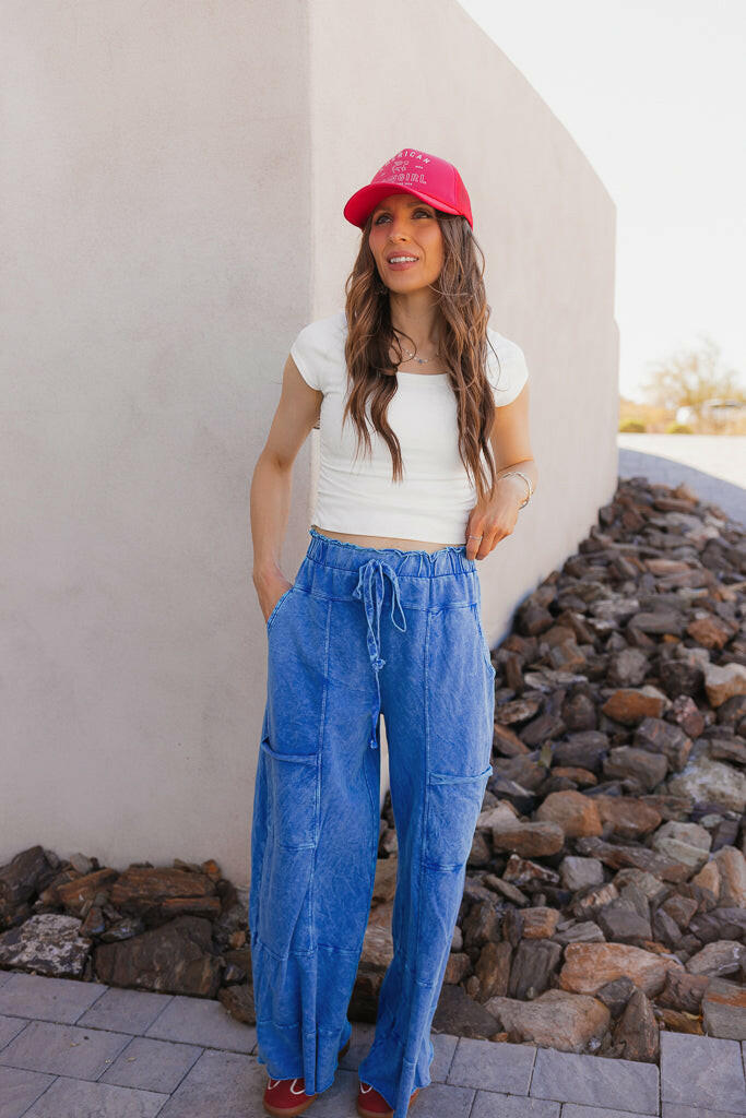 Seaside Breeze Mineral Wash Wide Leg Cropped Pants-Bottoms-Krush Kandy, Women's Online Fashion Boutique Located in Phoenix, Arizona (Scottsdale Area)