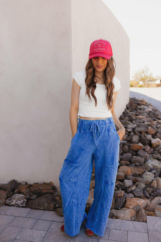 Seaside Breeze Mineral Wash Wide Leg Cropped Pants-Bottoms-Krush Kandy, Women's Online Fashion Boutique Located in Phoenix, Arizona (Scottsdale Area)