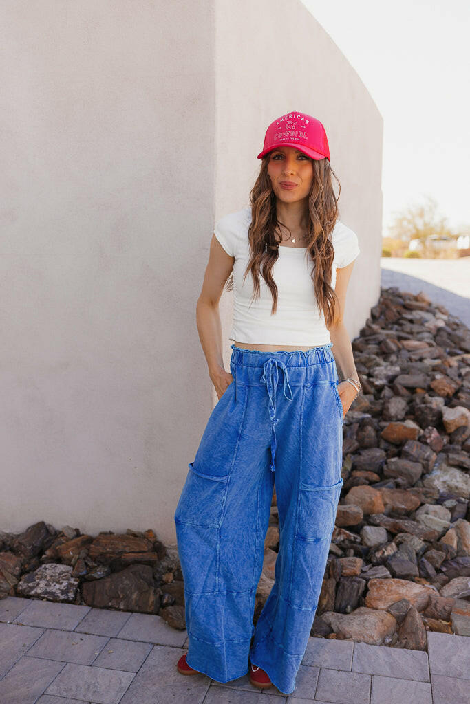 Seaside Breeze Mineral Wash Wide Leg Cropped Pants-Bottoms-Krush Kandy, Women's Online Fashion Boutique Located in Phoenix, Arizona (Scottsdale Area)