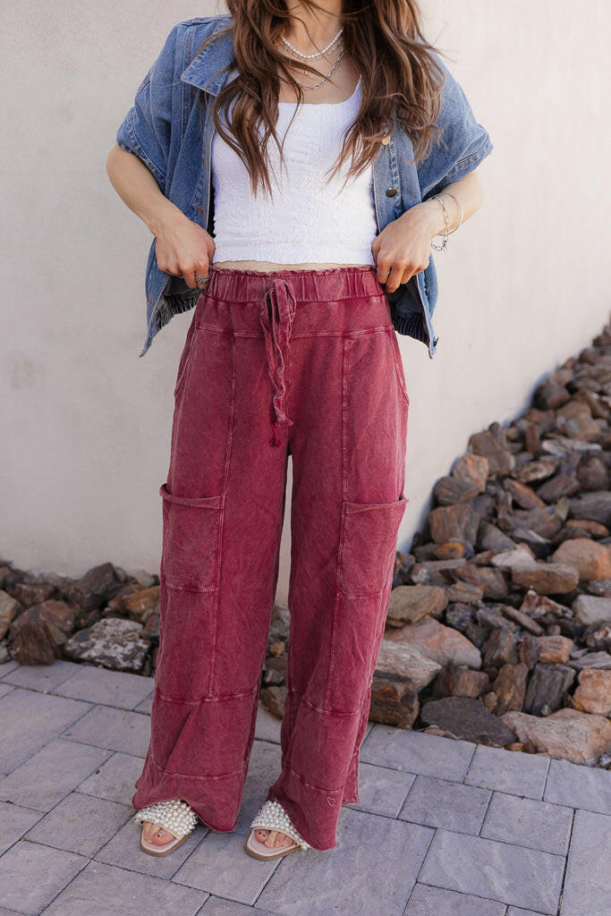 Seaside Breeze Mineral Wash Wide Leg Cropped Pants-Bottoms-Krush Kandy, Women's Online Fashion Boutique Located in Phoenix, Arizona (Scottsdale Area)