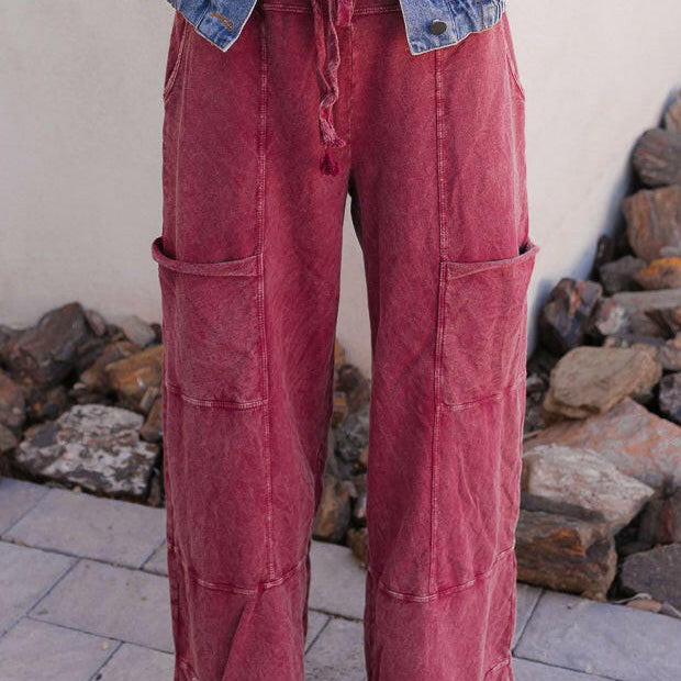 Seaside Breeze Mineral Wash Wide Leg Cropped Pants-Bottoms-Krush Kandy, Women's Online Fashion Boutique Located in Phoenix, Arizona (Scottsdale Area)