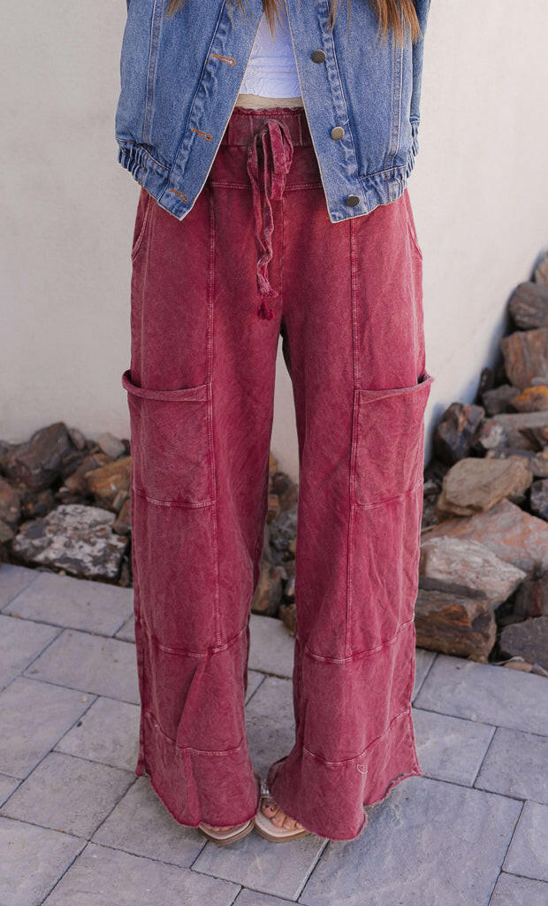 Seaside Breeze Mineral Wash Wide Leg Cropped Pants-Bottoms-Krush Kandy, Women's Online Fashion Boutique Located in Phoenix, Arizona (Scottsdale Area)