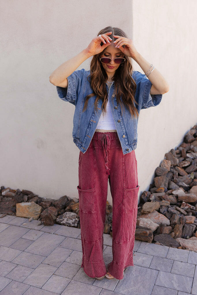 Seaside Breeze Mineral Wash Wide Leg Cropped Pants-Bottoms-Krush Kandy, Women's Online Fashion Boutique Located in Phoenix, Arizona (Scottsdale Area)