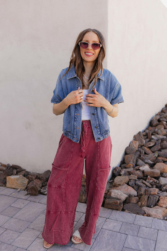 Seaside Breeze Mineral Wash Wide Leg Cropped Pants-Bottoms-Krush Kandy, Women's Online Fashion Boutique Located in Phoenix, Arizona (Scottsdale Area)