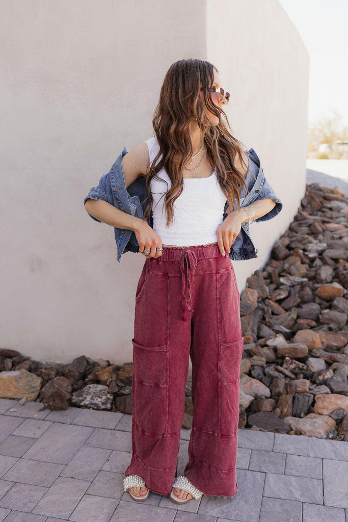 Seaside Breeze Mineral Wash Wide Leg Cropped Pants-Bottoms-Krush Kandy, Women's Online Fashion Boutique Located in Phoenix, Arizona (Scottsdale Area)