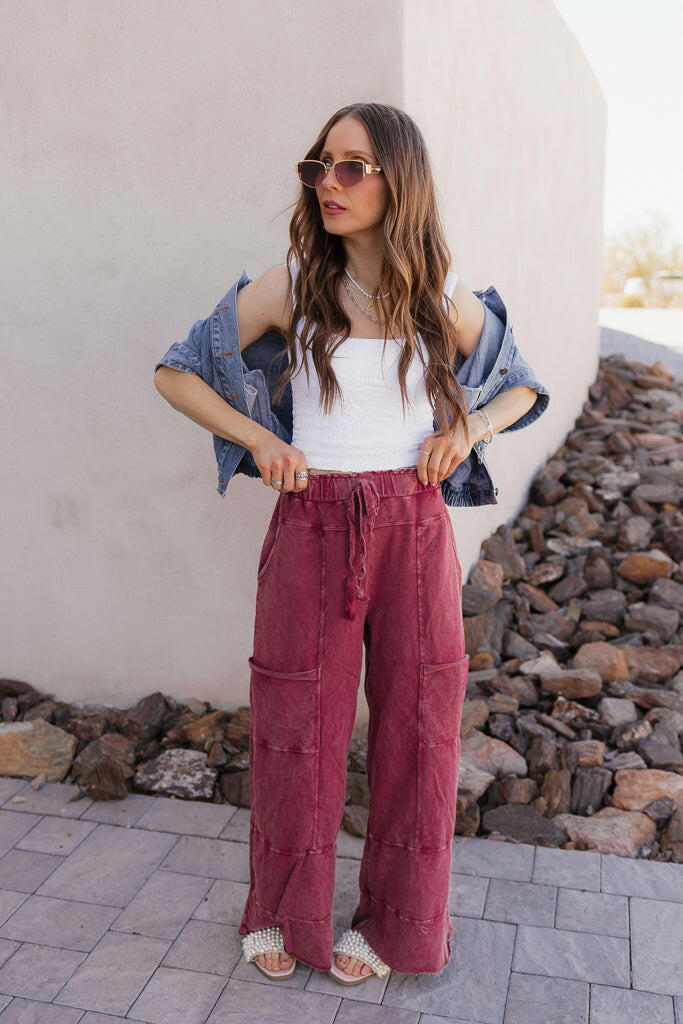 Seaside Breeze Mineral Wash Wide Leg Cropped Pants-Bottoms-Krush Kandy, Women's Online Fashion Boutique Located in Phoenix, Arizona (Scottsdale Area)