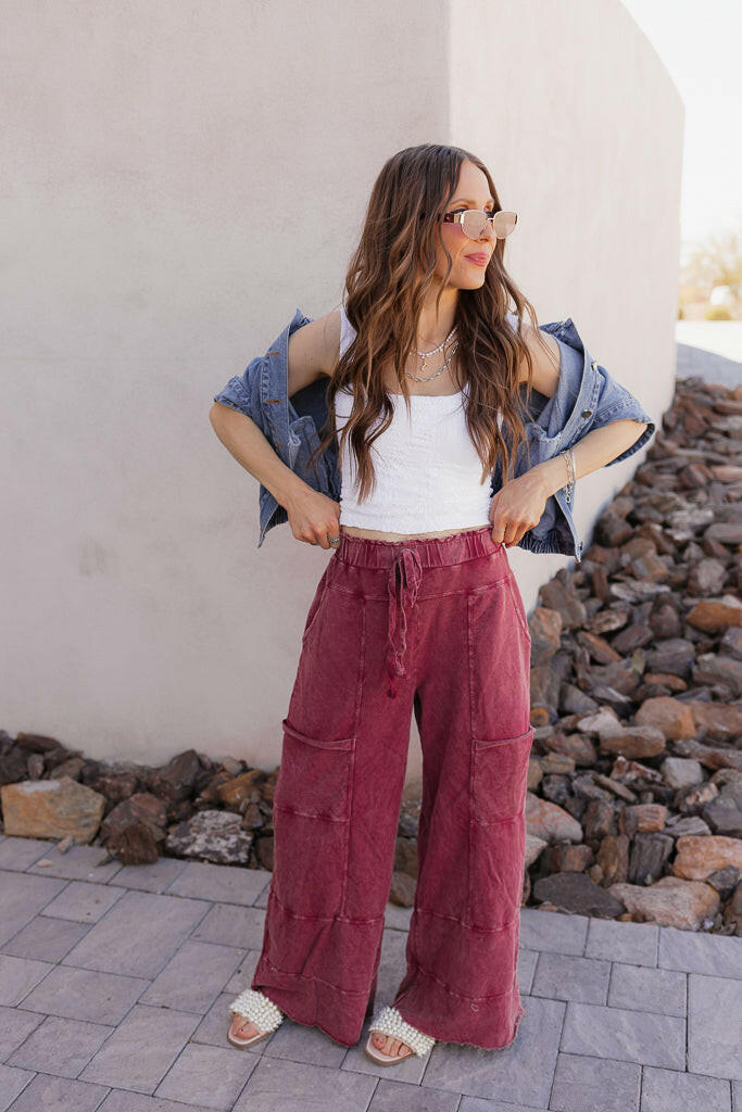 Seaside Breeze Mineral Wash Wide Leg Cropped Pants-Bottoms-Krush Kandy, Women's Online Fashion Boutique Located in Phoenix, Arizona (Scottsdale Area)