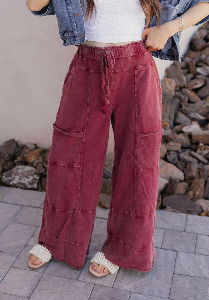 Seaside Breeze Mineral Wash Wide Leg Cropped Pants-Bottoms-Krush Kandy, Women's Online Fashion Boutique Located in Phoenix, Arizona (Scottsdale Area)