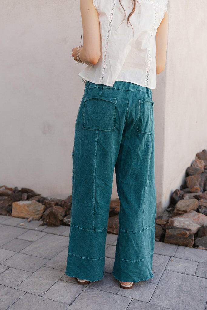 Seaside Breeze Mineral Wash Wide Leg Cropped Pants-Bottoms-Krush Kandy, Women's Online Fashion Boutique Located in Phoenix, Arizona (Scottsdale Area)