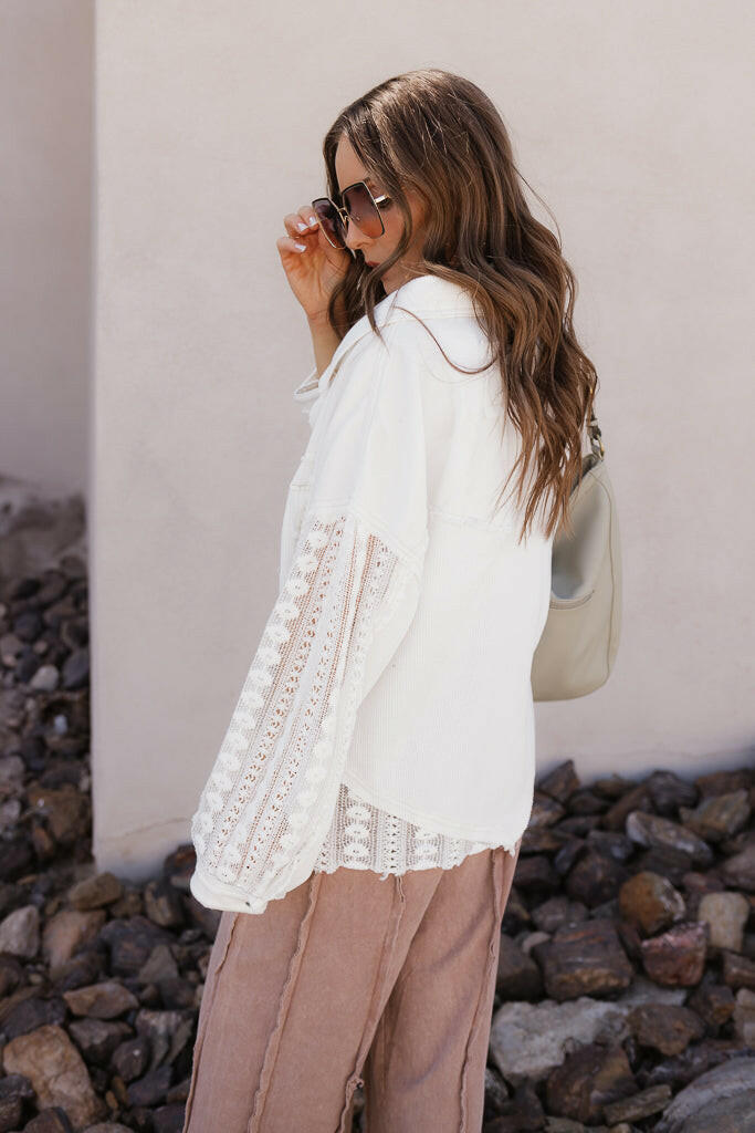 POL Lace Jean Jacket-Jackets-Krush Kandy, Women's Online Fashion Boutique Located in Phoenix, Arizona (Scottsdale Area)