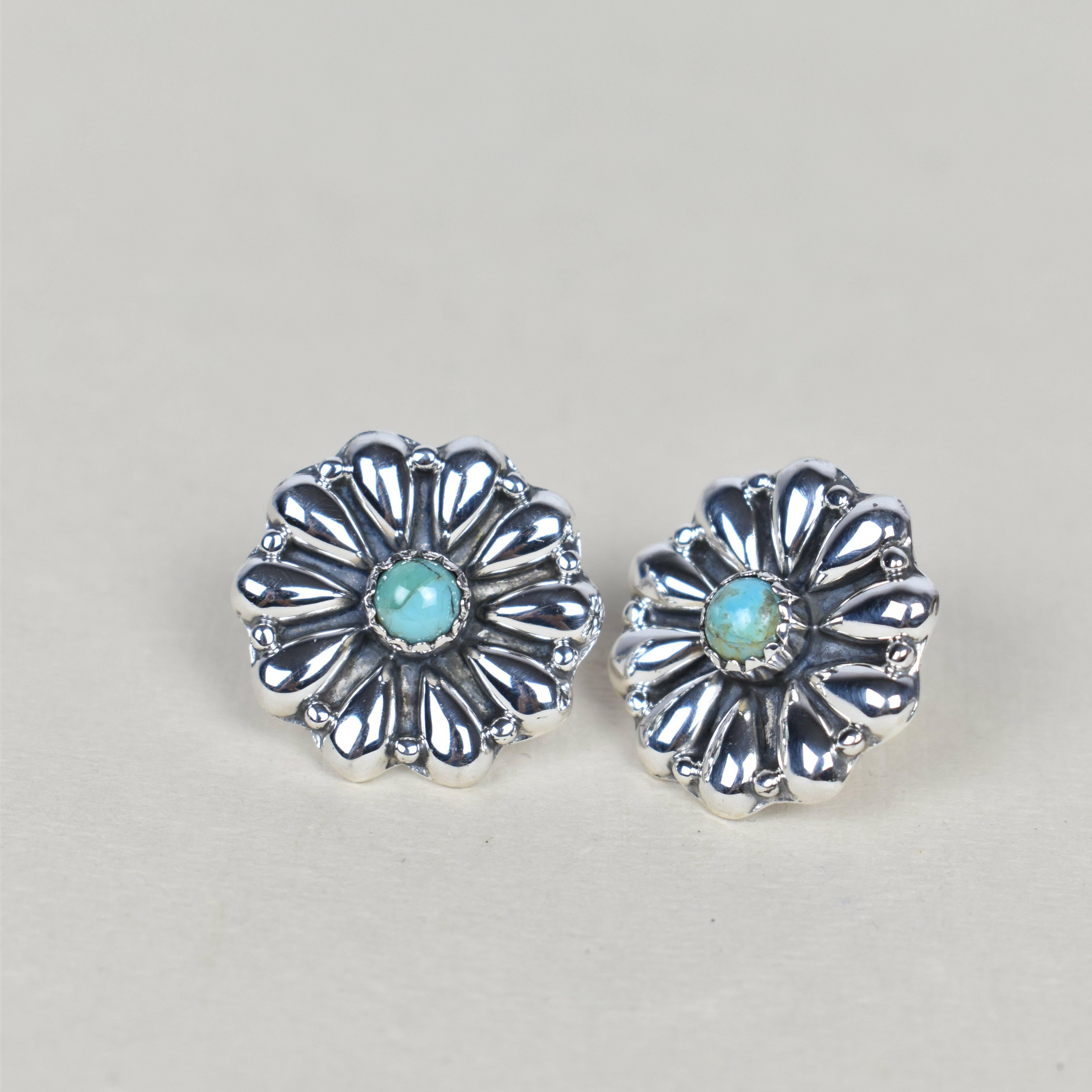 Sterling Silver Daisy Concho Stud Earrings-Stud Earrings-Krush Kandy, Women's Online Fashion Boutique Located in Phoenix, Arizona (Scottsdale Area)