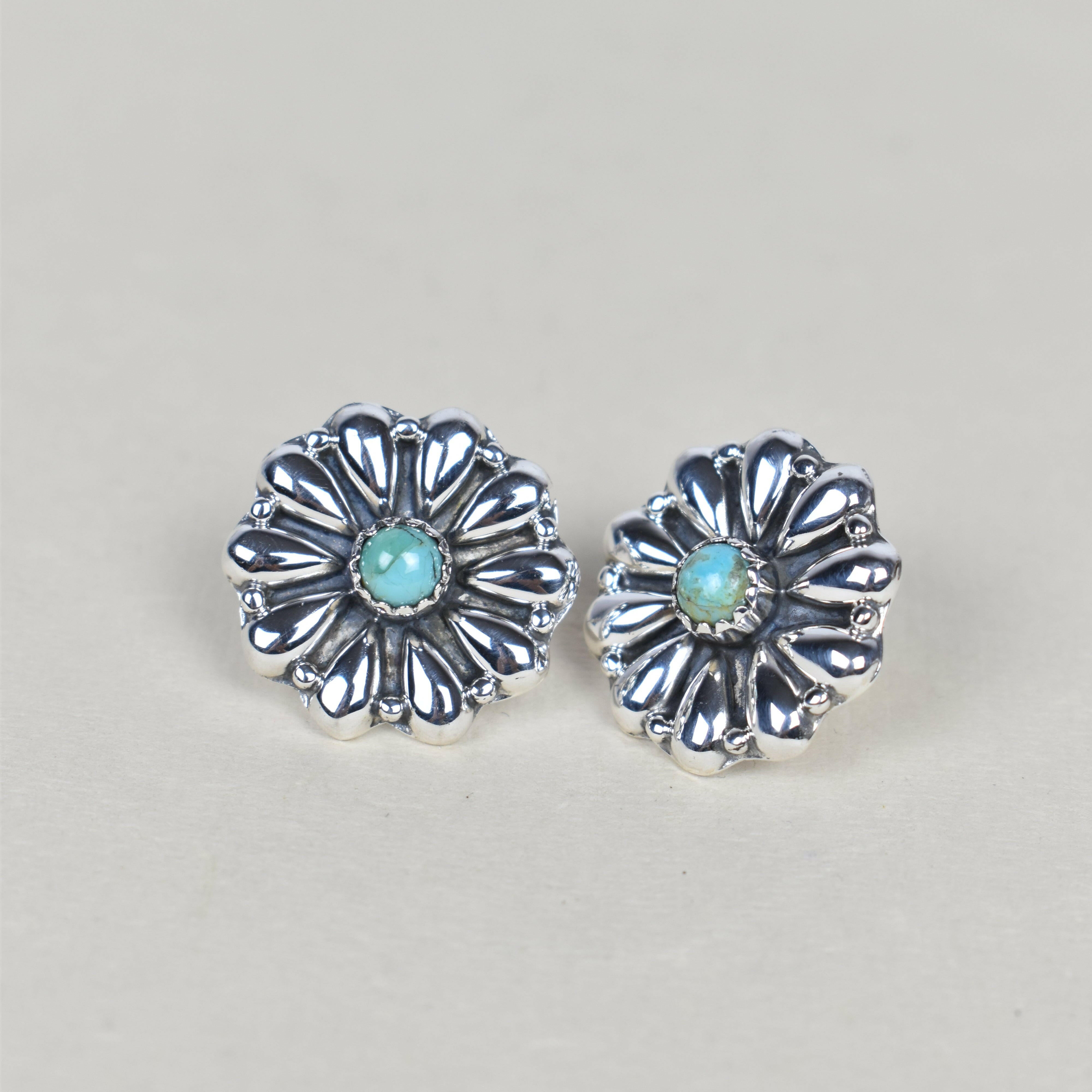 Sterling Silver Daisy Concho Stud Earrings-Stud Earrings-Krush Kandy, Women's Online Fashion Boutique Located in Phoenix, Arizona (Scottsdale Area)