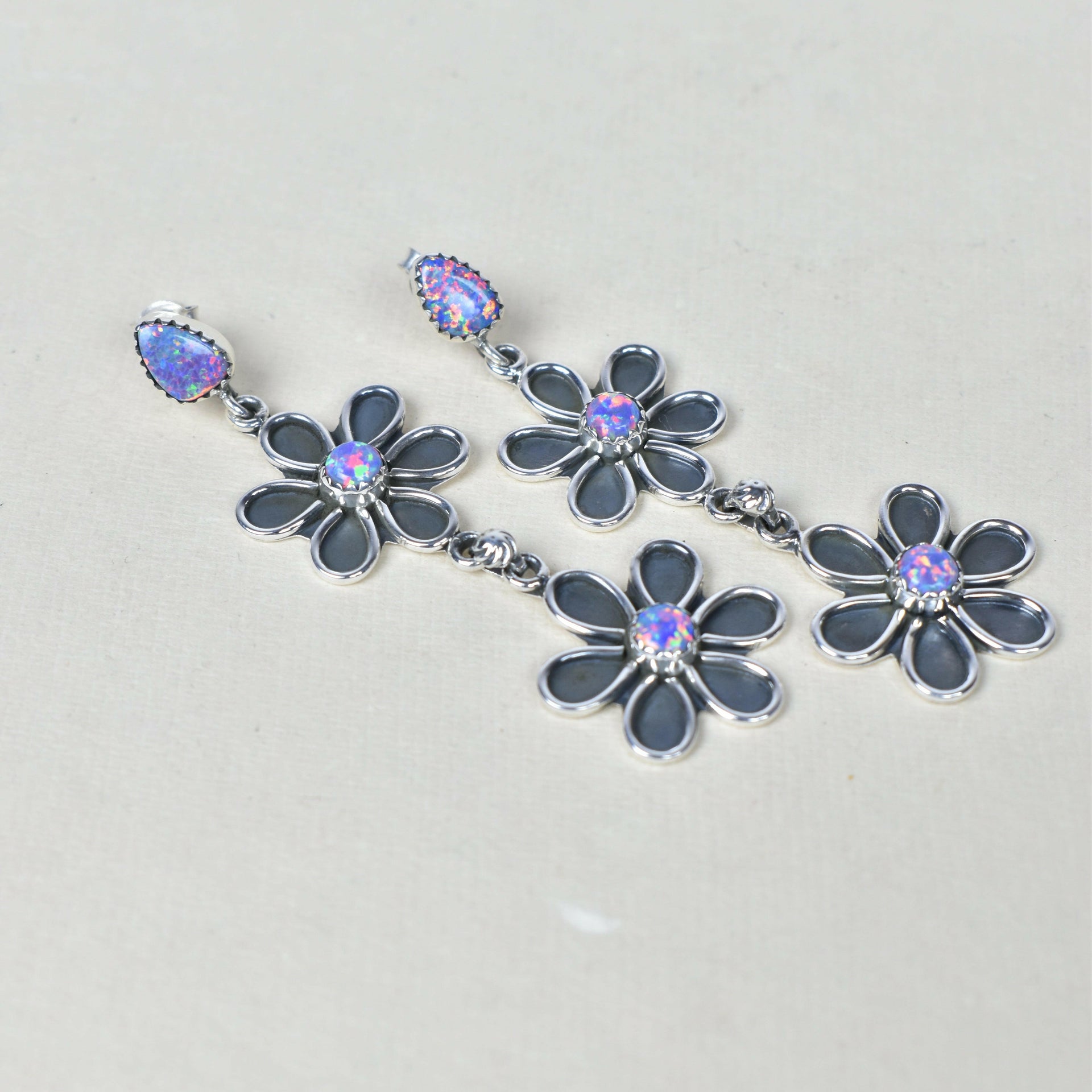 Double Daisy Dangle Earrings-Drop Earrings-Krush Kandy, Women's Online Fashion Boutique Located in Phoenix, Arizona (Scottsdale Area)