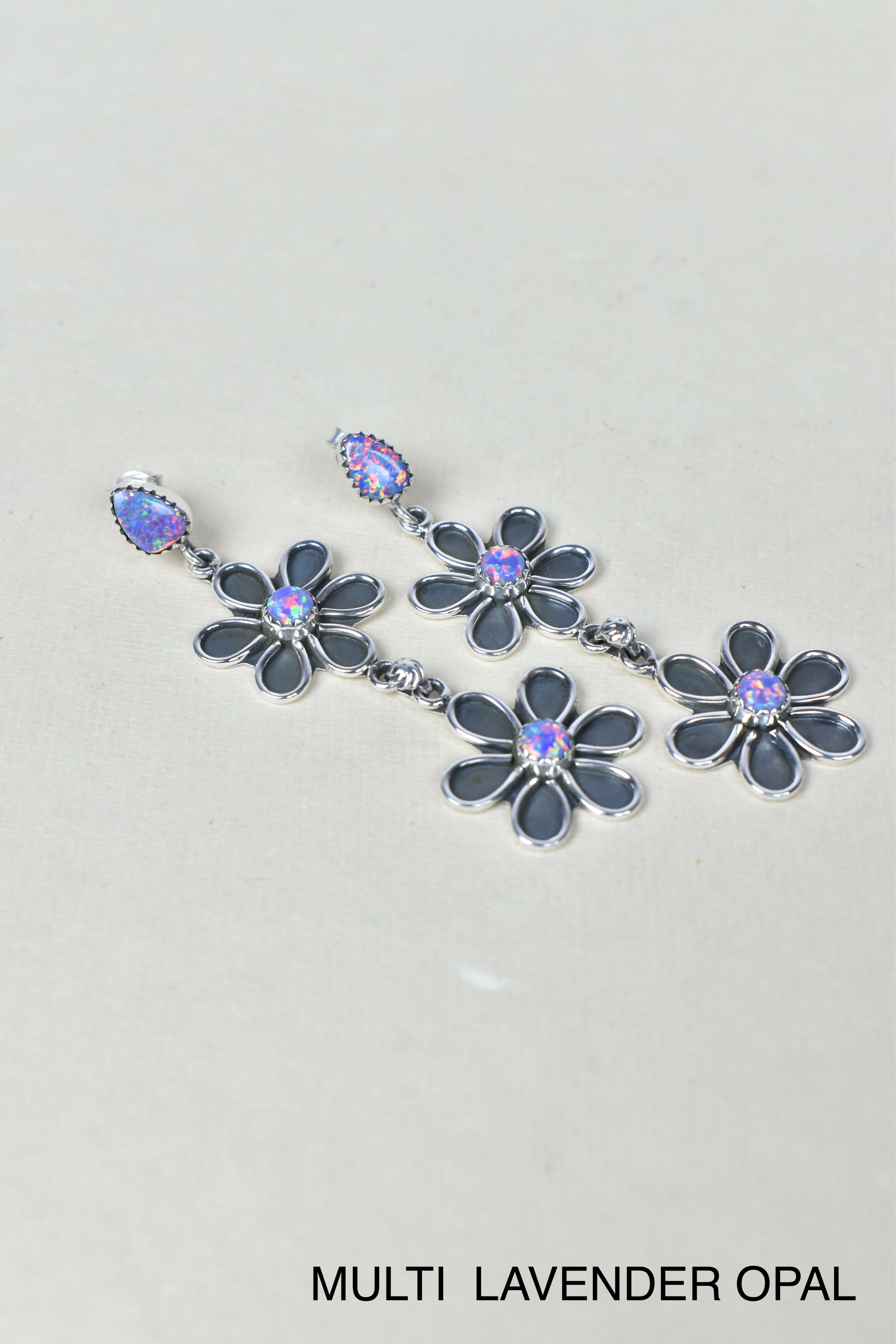 Double Daisy Dangle Earrings-Drop Earrings-Krush Kandy, Women's Online Fashion Boutique Located in Phoenix, Arizona (Scottsdale Area)