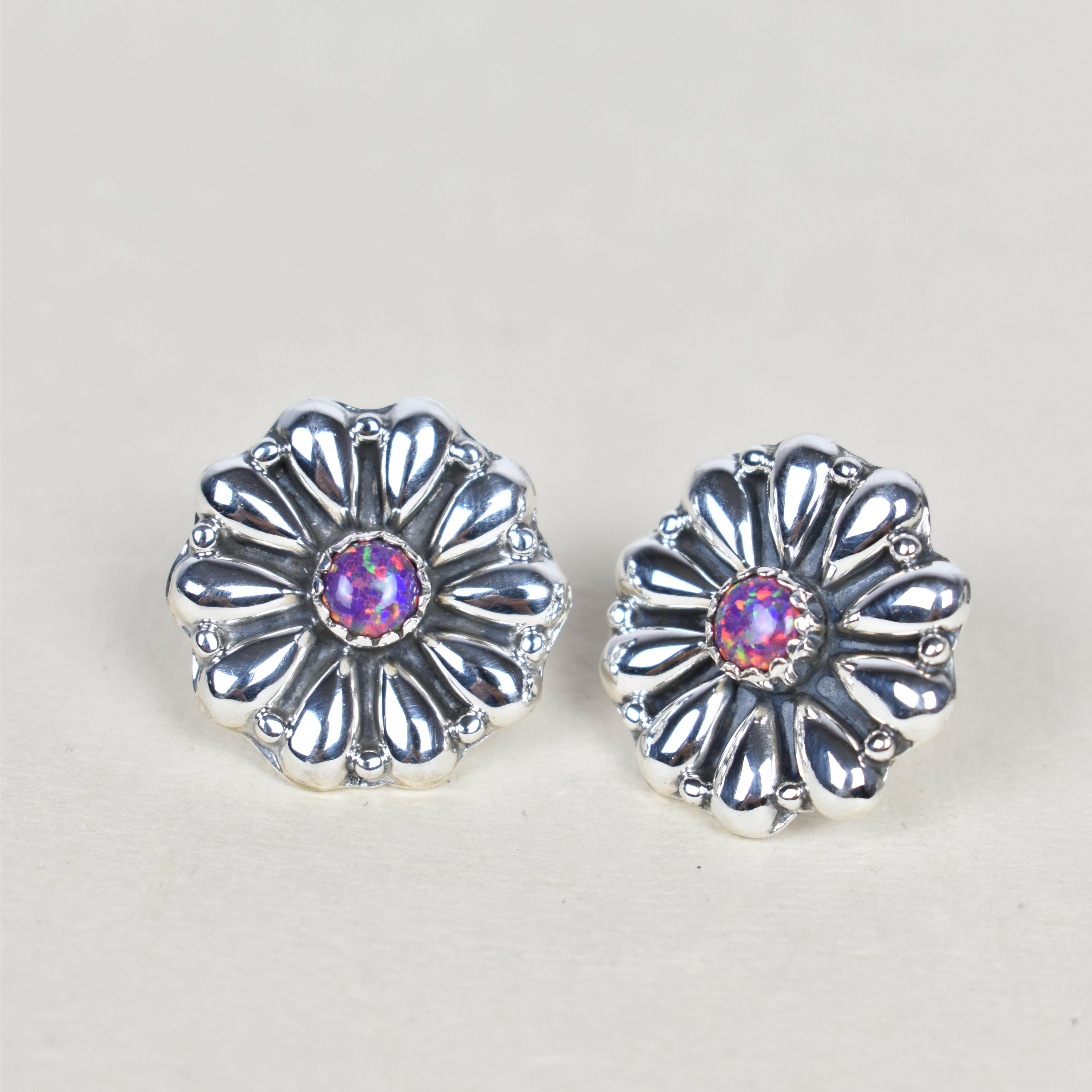 Sterling Silver Daisy Concho Stud Earrings-Stud Earrings-Krush Kandy, Women's Online Fashion Boutique Located in Phoenix, Arizona (Scottsdale Area)