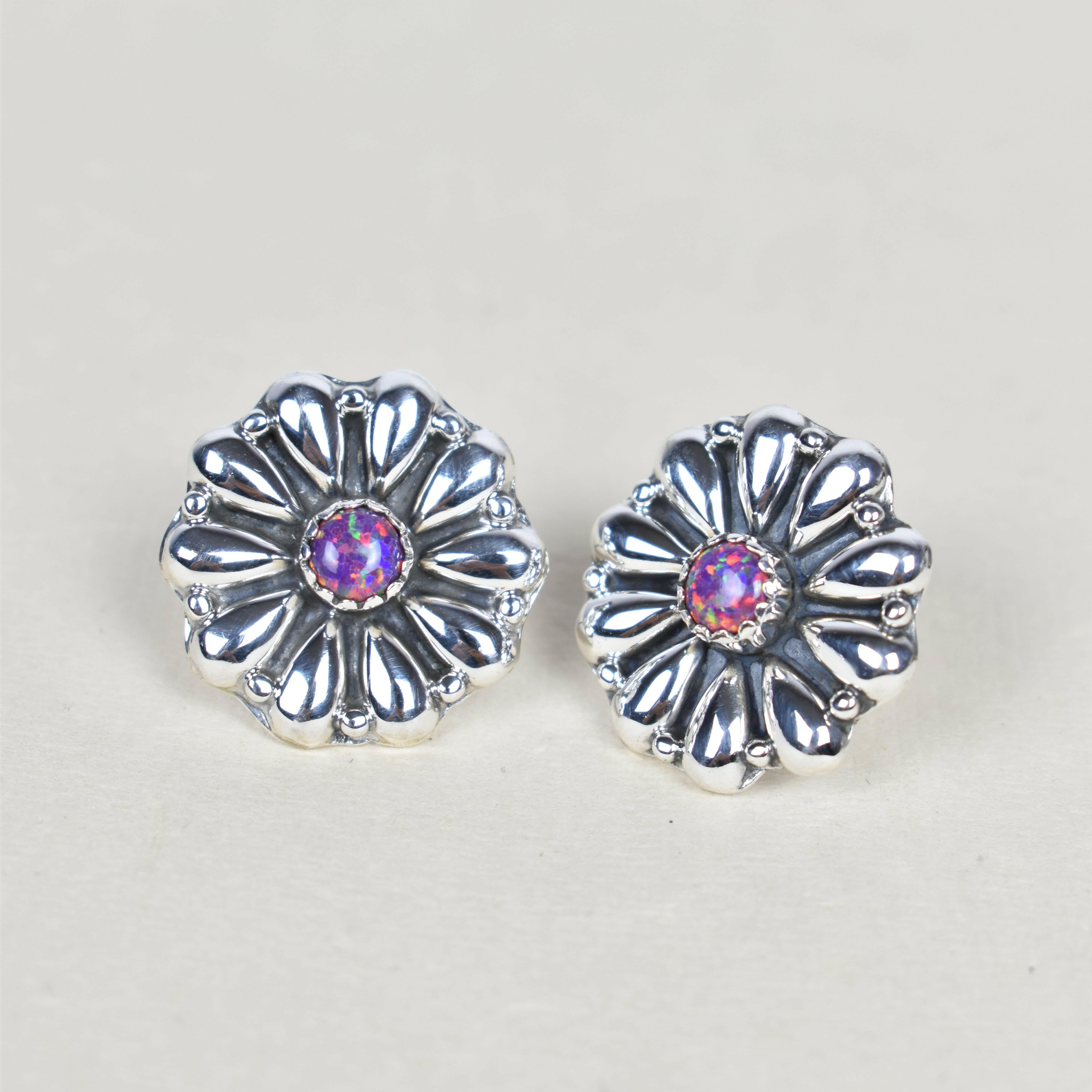 Sterling Silver Daisy Concho Stud Earrings-Stud Earrings-Krush Kandy, Women's Online Fashion Boutique Located in Phoenix, Arizona (Scottsdale Area)