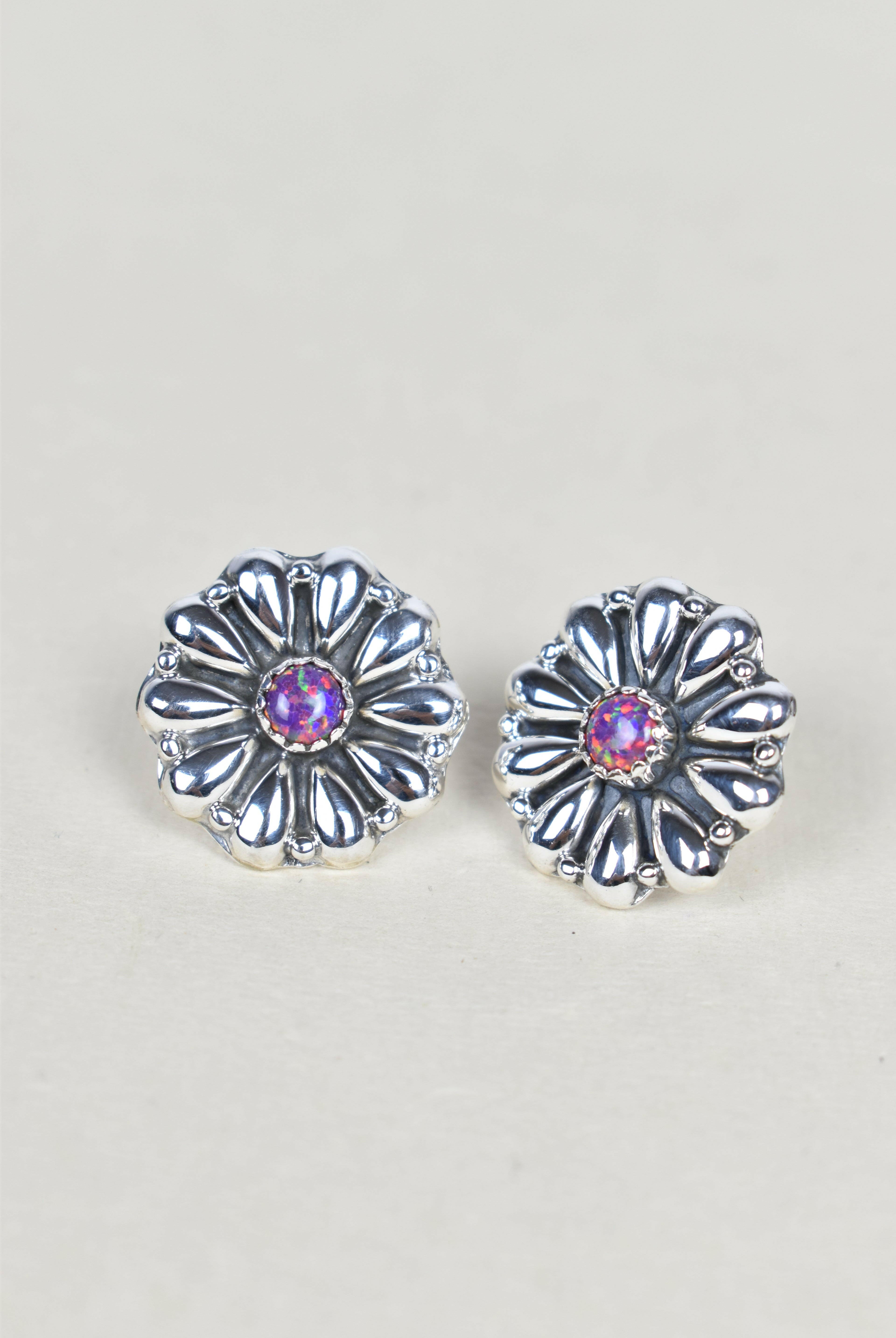 Sterling Silver Daisy Concho Stud Earrings-Stud Earrings-Krush Kandy, Women's Online Fashion Boutique Located in Phoenix, Arizona (Scottsdale Area)