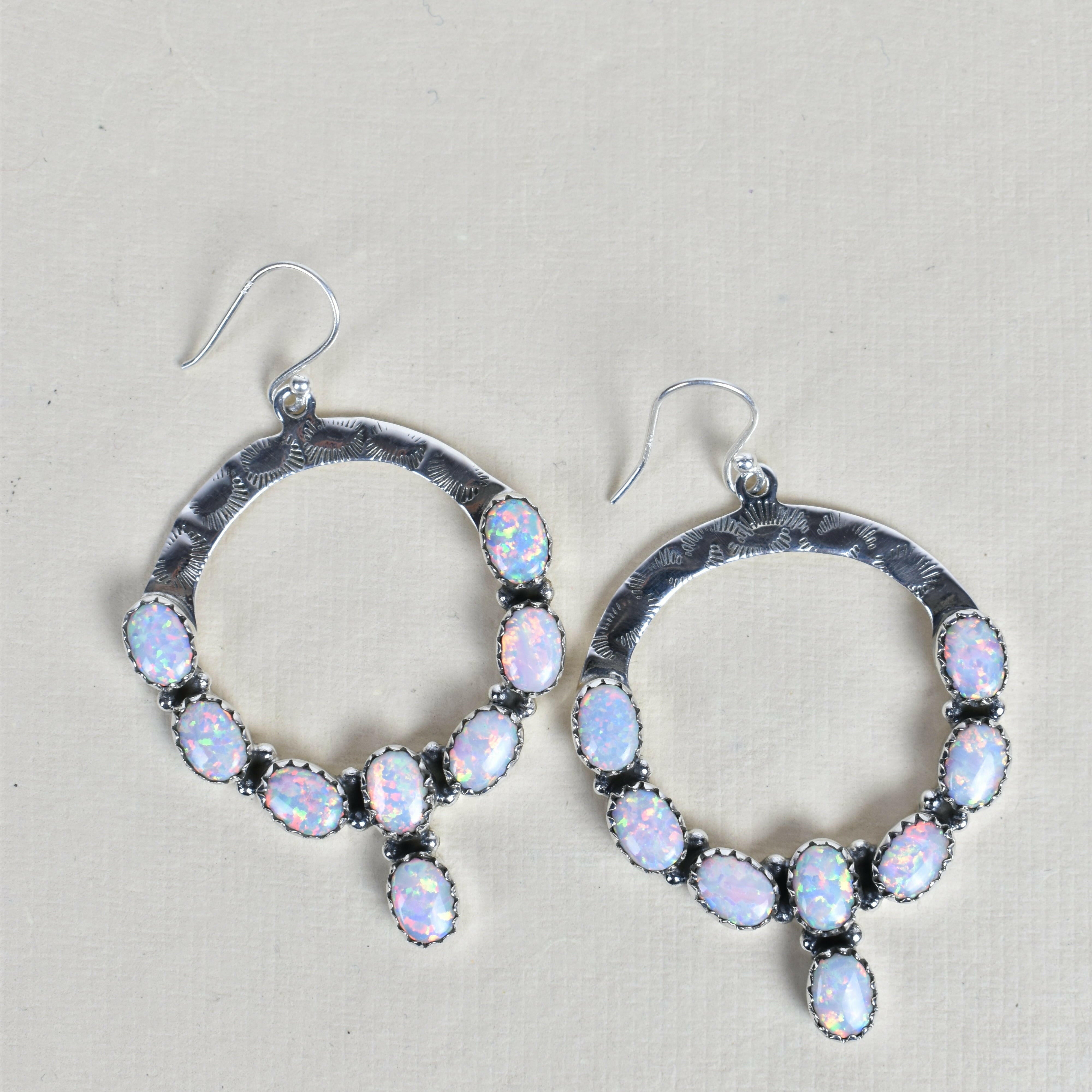 Hammered Hoop & Gemmed Loop Earring-Hoop Earrings-Krush Kandy, Women's Online Fashion Boutique Located in Phoenix, Arizona (Scottsdale Area)