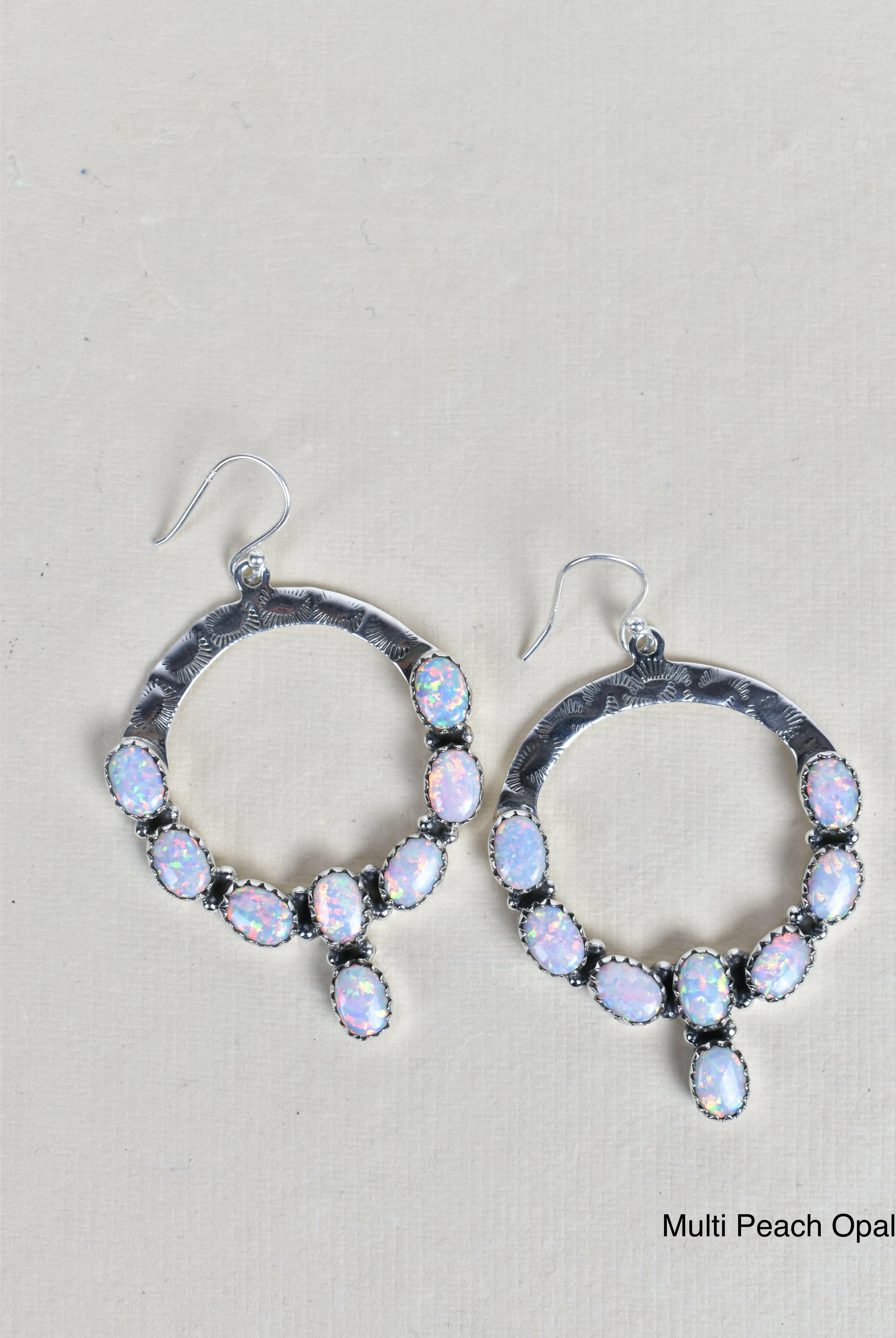 Hammered Hoop & Gemmed Loop Earring-Hoop Earrings-Krush Kandy, Women's Online Fashion Boutique Located in Phoenix, Arizona (Scottsdale Area)
