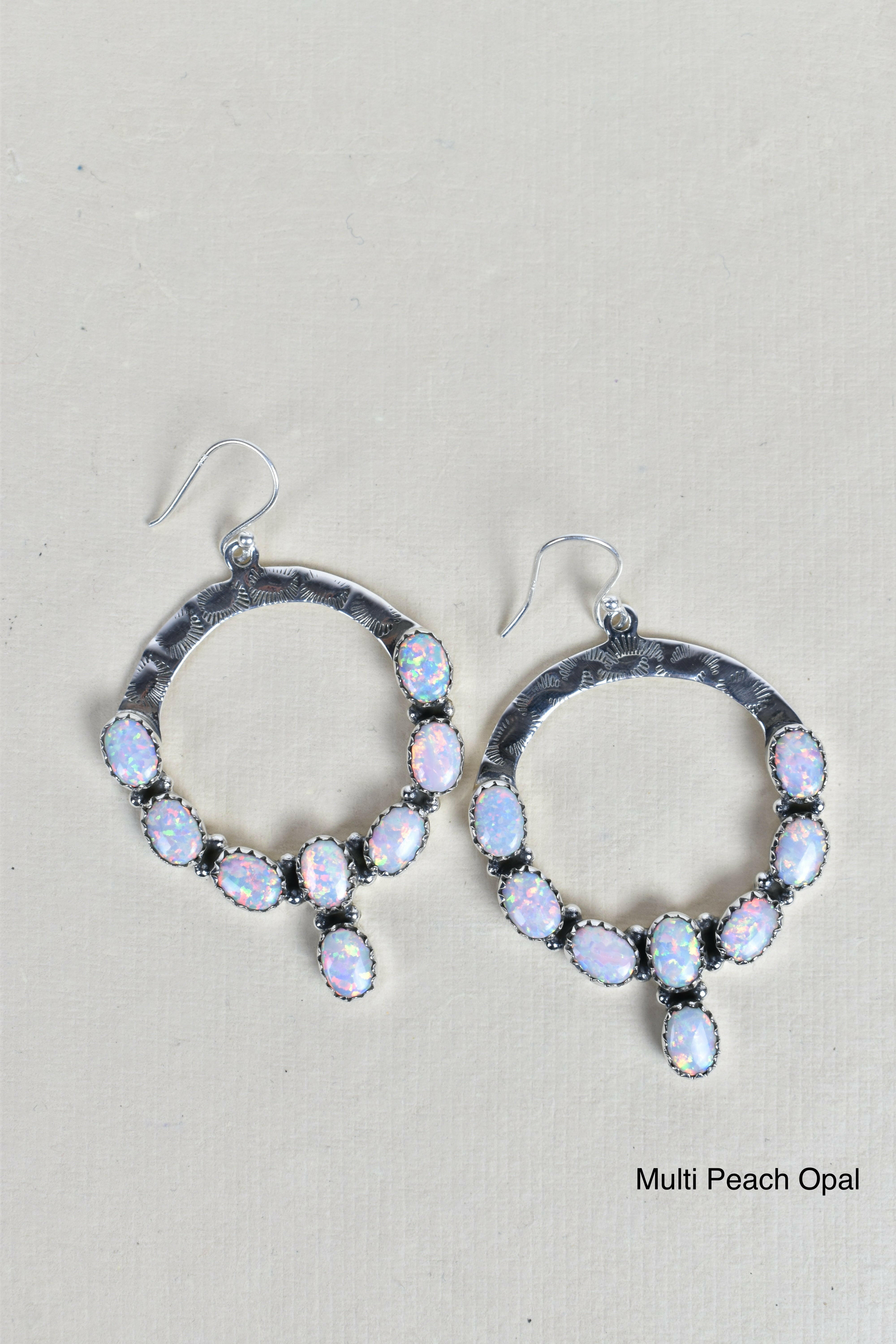 Hammered Hoop & Gemmed Loop Earring-Hoop Earrings-Krush Kandy, Women's Online Fashion Boutique Located in Phoenix, Arizona (Scottsdale Area)