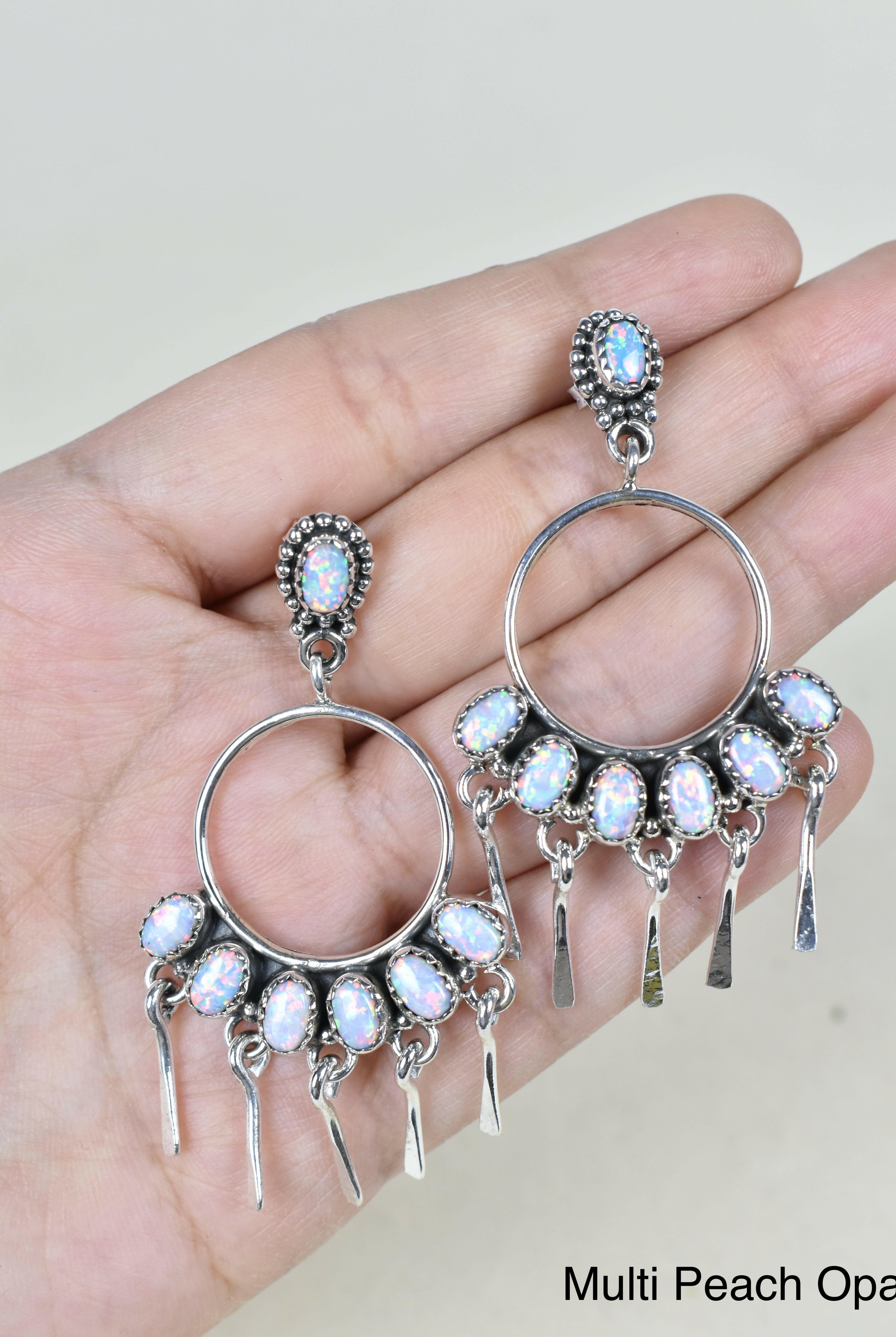 7 Jewel Hoop Studded Dangle Earring-Drop Earrings-Krush Kandy, Women's Online Fashion Boutique Located in Phoenix, Arizona (Scottsdale Area)