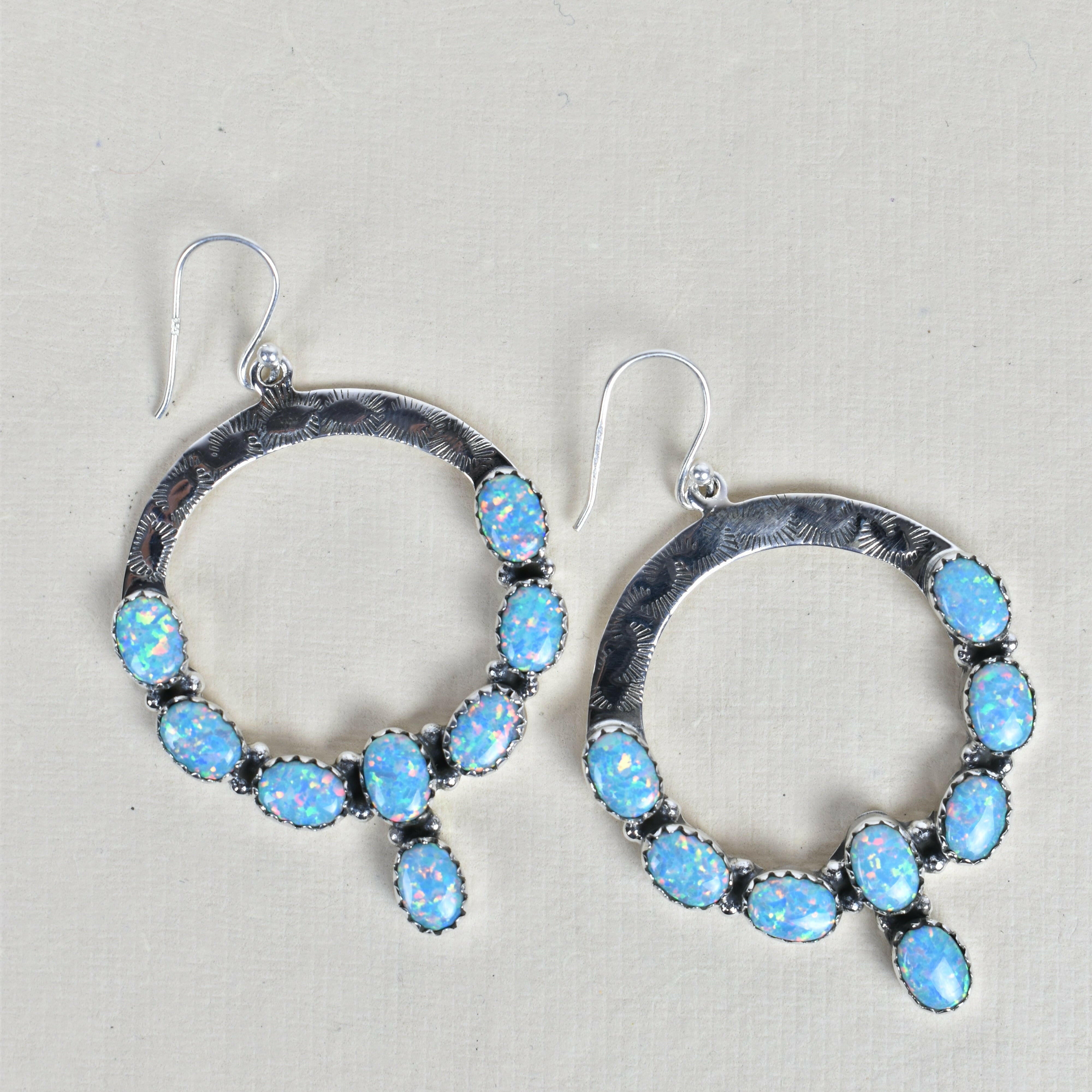 Hammered Hoop & Gemmed Loop Earring-Hoop Earrings-Krush Kandy, Women's Online Fashion Boutique Located in Phoenix, Arizona (Scottsdale Area)