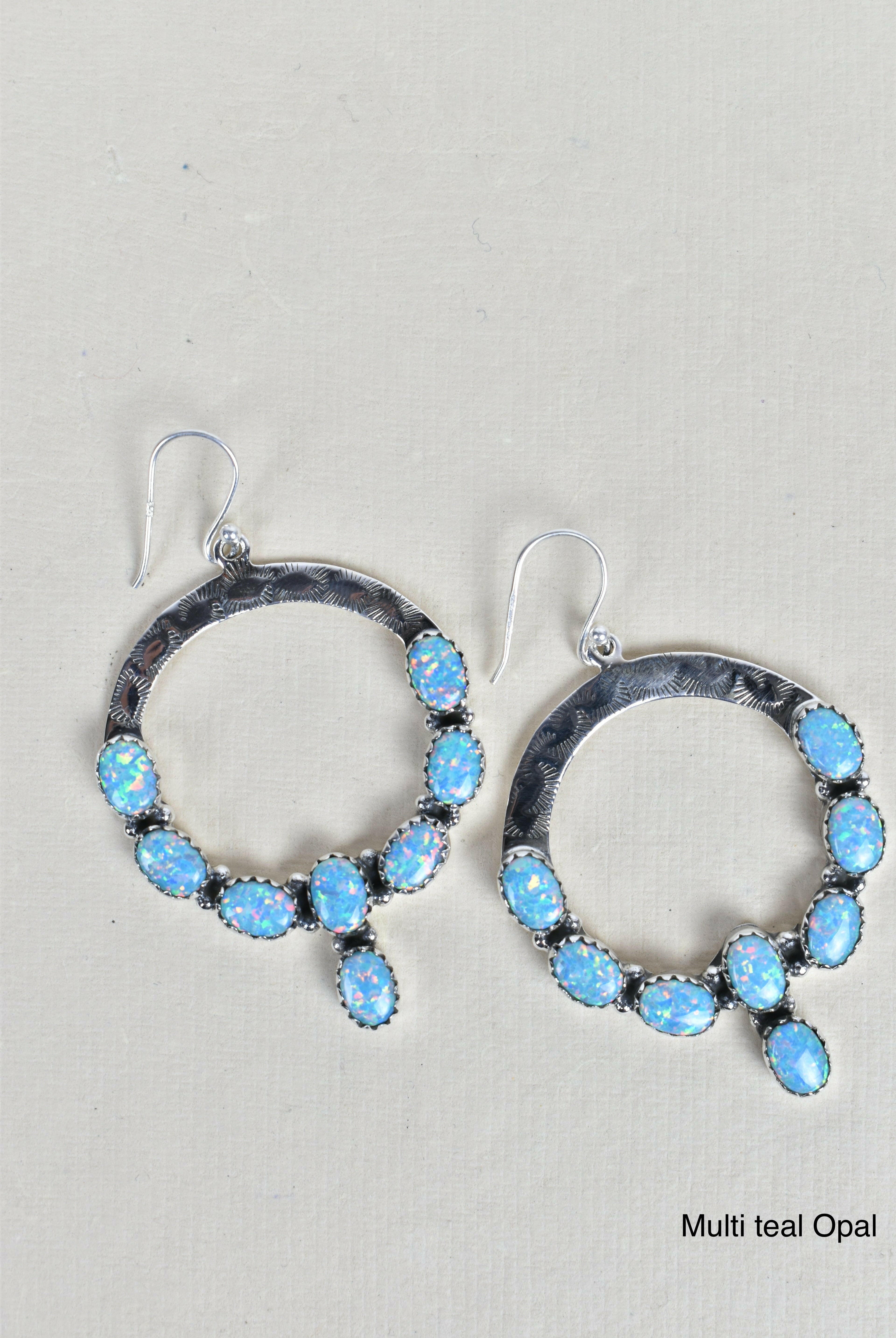 Hammered Hoop & Gemmed Loop Earring-Hoop Earrings-Krush Kandy, Women's Online Fashion Boutique Located in Phoenix, Arizona (Scottsdale Area)