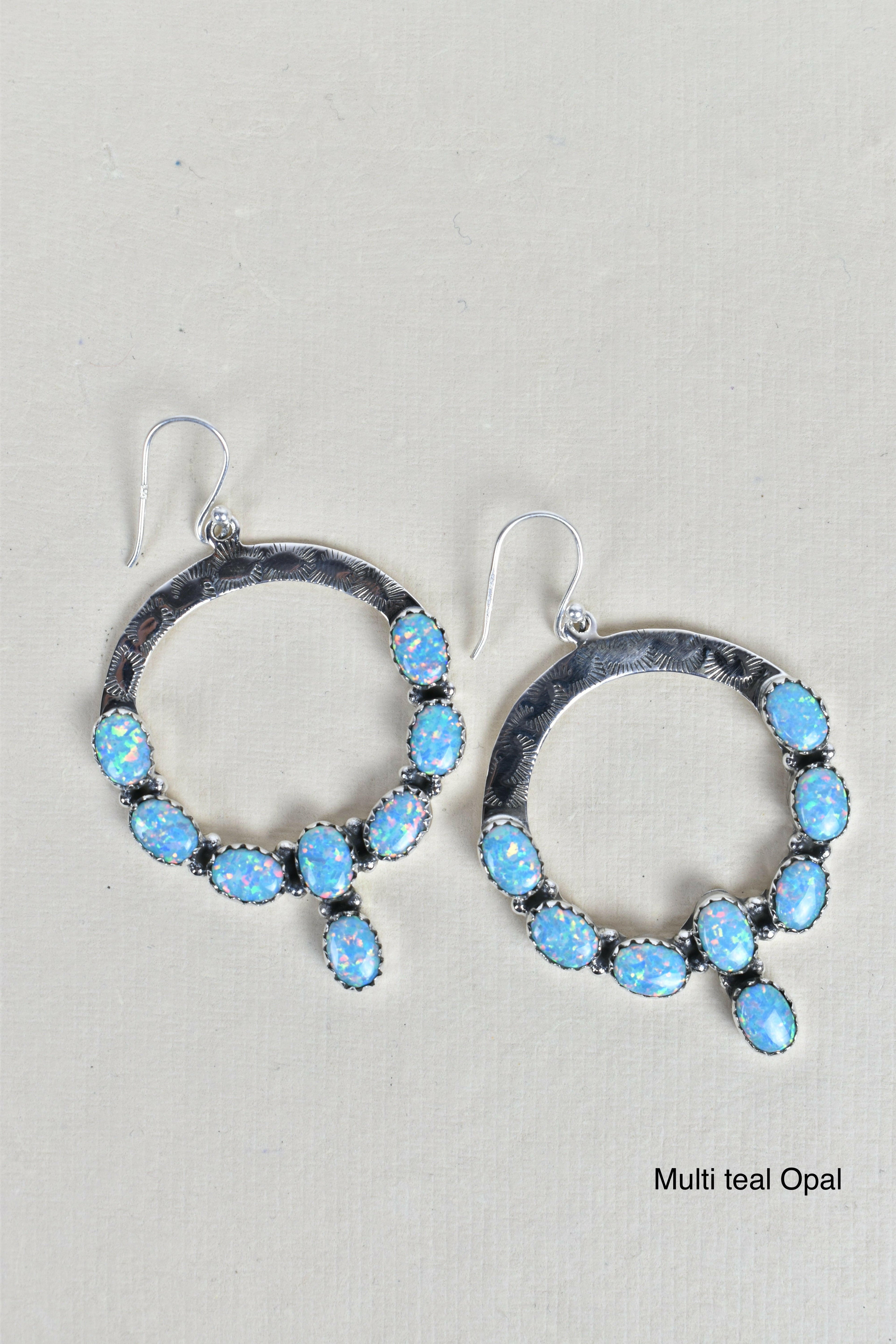 Hammered Hoop & Gemmed Loop Earring-Hoop Earrings-Krush Kandy, Women's Online Fashion Boutique Located in Phoenix, Arizona (Scottsdale Area)