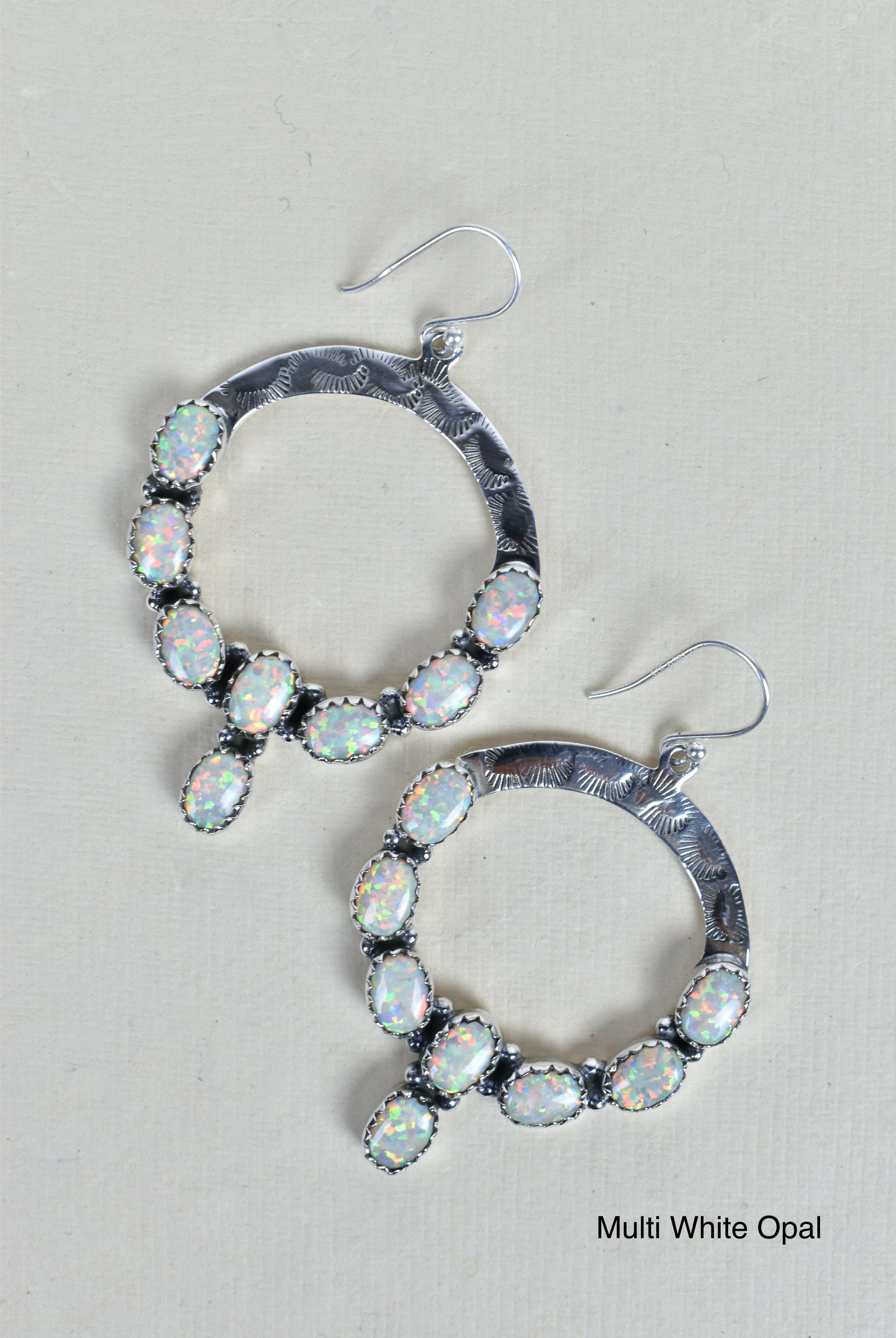 Hammered Hoop & Gemmed Loop Earring-Hoop Earrings-Krush Kandy, Women's Online Fashion Boutique Located in Phoenix, Arizona (Scottsdale Area)