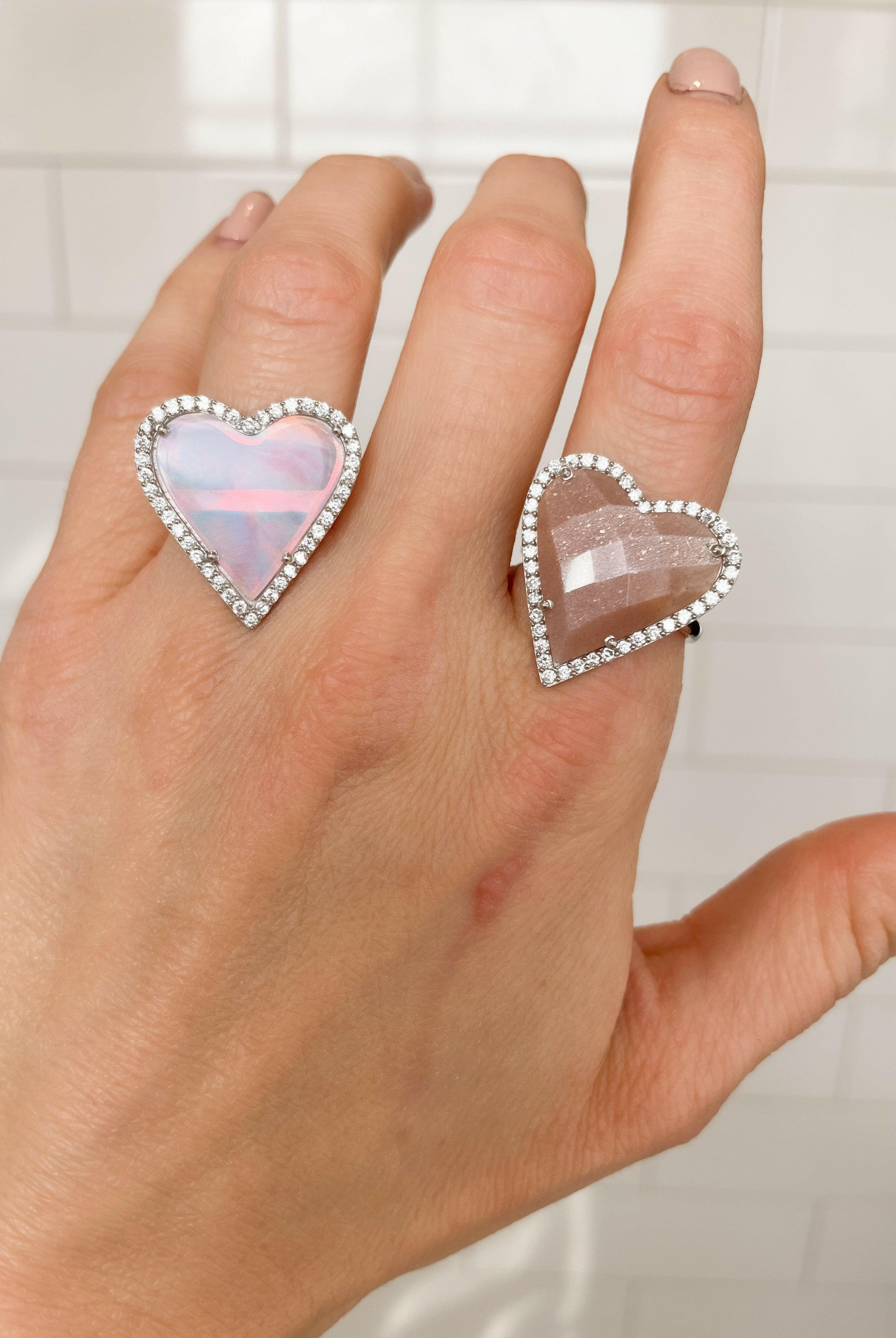 Love You Always CZ Stone Heart Ring-Band Rings-Krush Kandy, Women's Online Fashion Boutique Located in Phoenix, Arizona (Scottsdale Area)